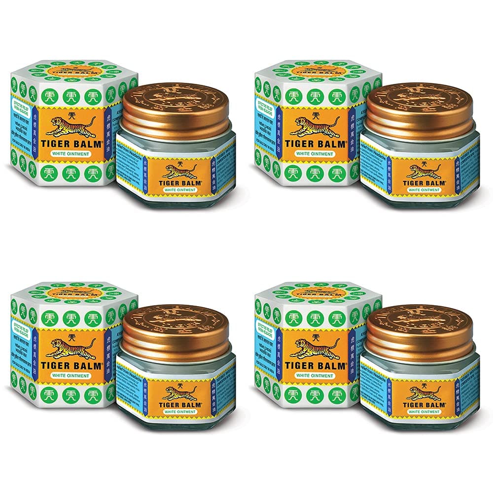 Tiger Balm White Ointment | 21ml each | Pack of 4 | Ayurvedic Pain Relief Balm | for Fast Effective Relief from Headache, Stuffy Nose, Nasal Congestion | Combo Pack