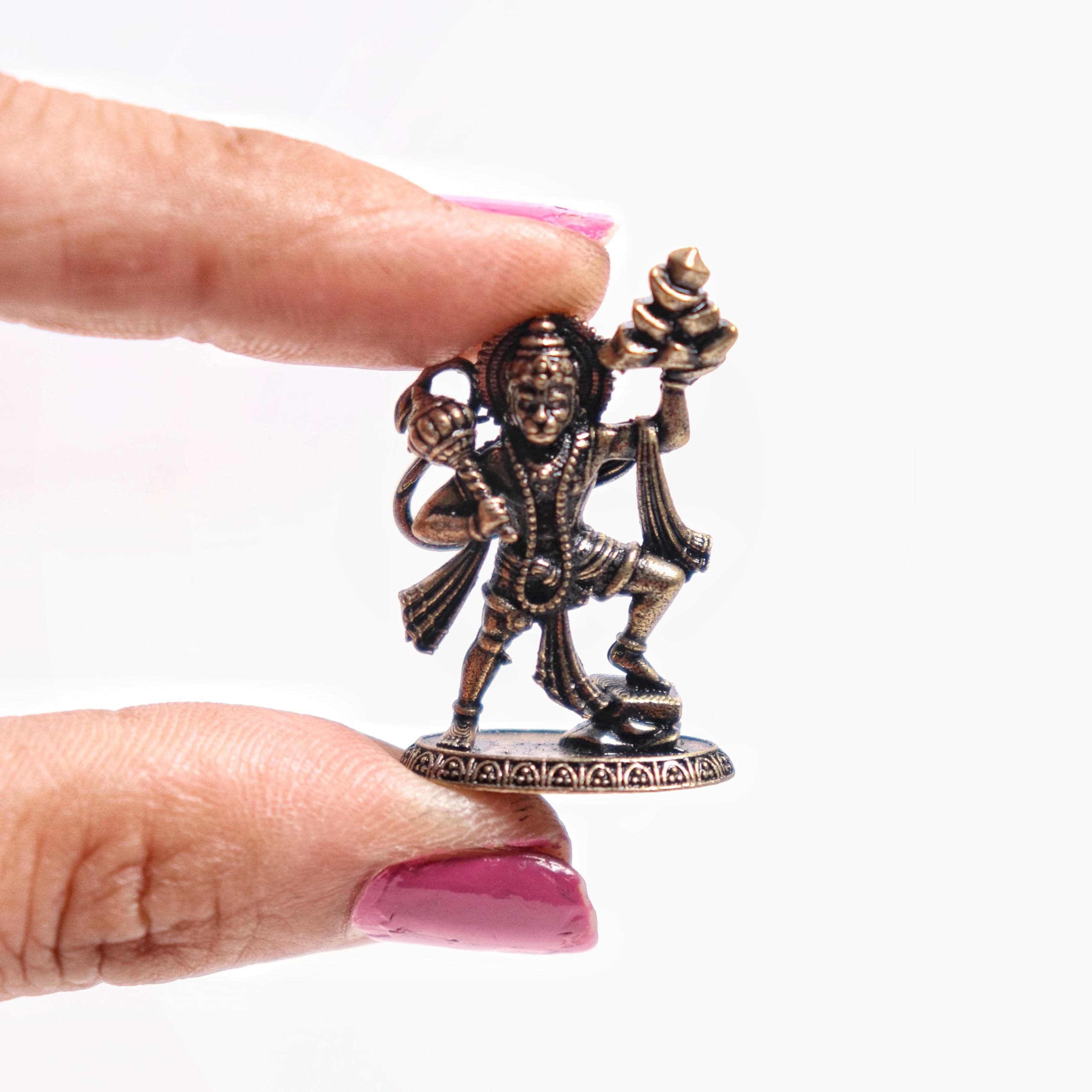The Spiritual Living Finecrafted Brass Hanuman Mini Murti | 1 Inch | Statue | Idol | Hanuman Ji with Sanjeevani booti | Small | Idol for Car Dashboard | Miniature | Bajrangbali for Study Table |