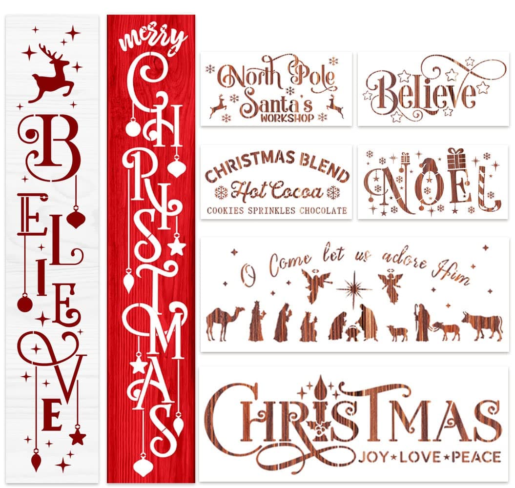 Christmas Stencils for Painting On Wood Holiday Christmas Stencil Believe Xmas Painting Stencils for Wall Porch Glass Wood Fabric