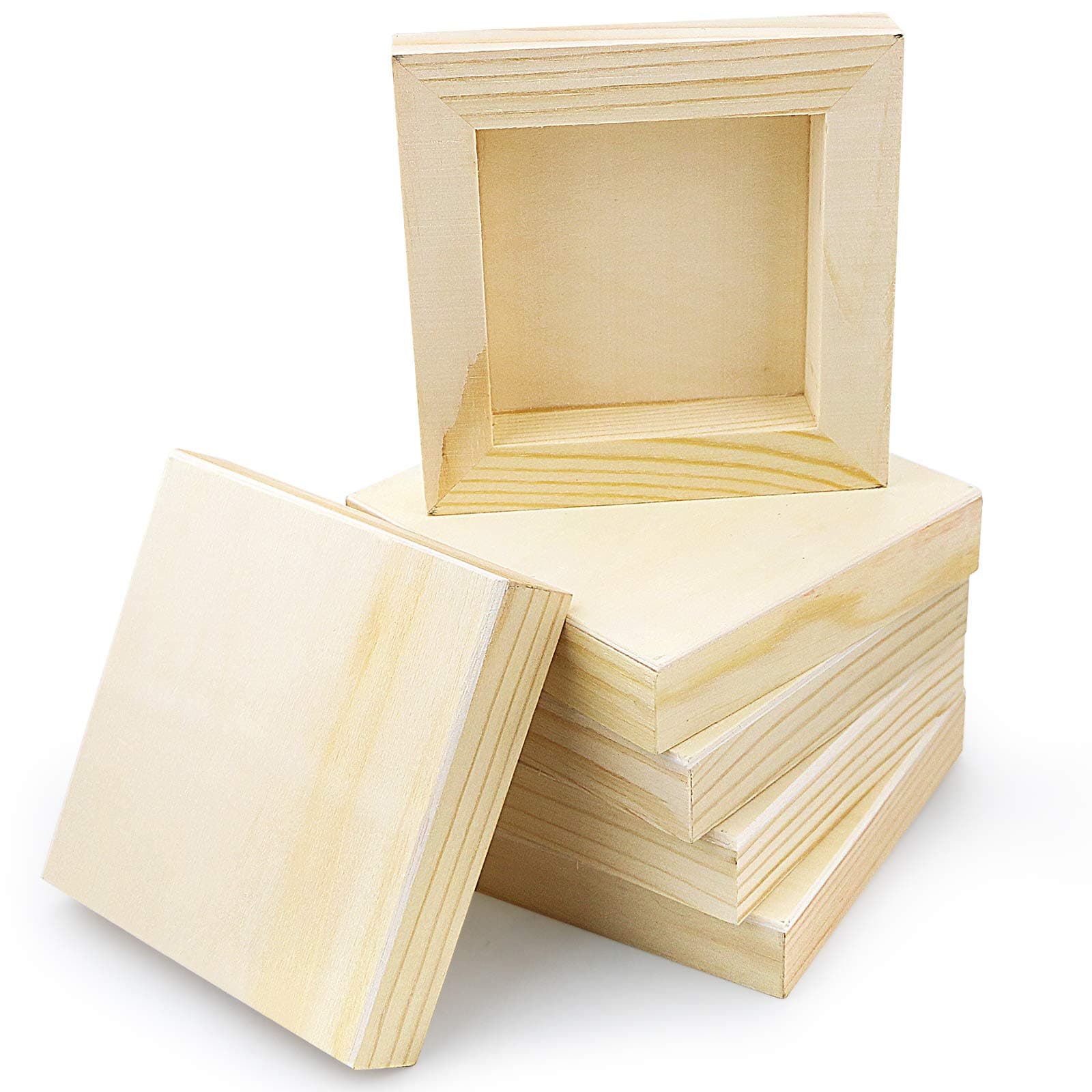 BILLIOTEAM 8 Pack Unfinished Square Wood Panels,4" x 4"/10cm x 10cm,Blank Wooden Canvas Cradled Painting Panel Boards for Drawing,Painting,Pouring,Wood Burning and DIY Arts Crafts Projects
