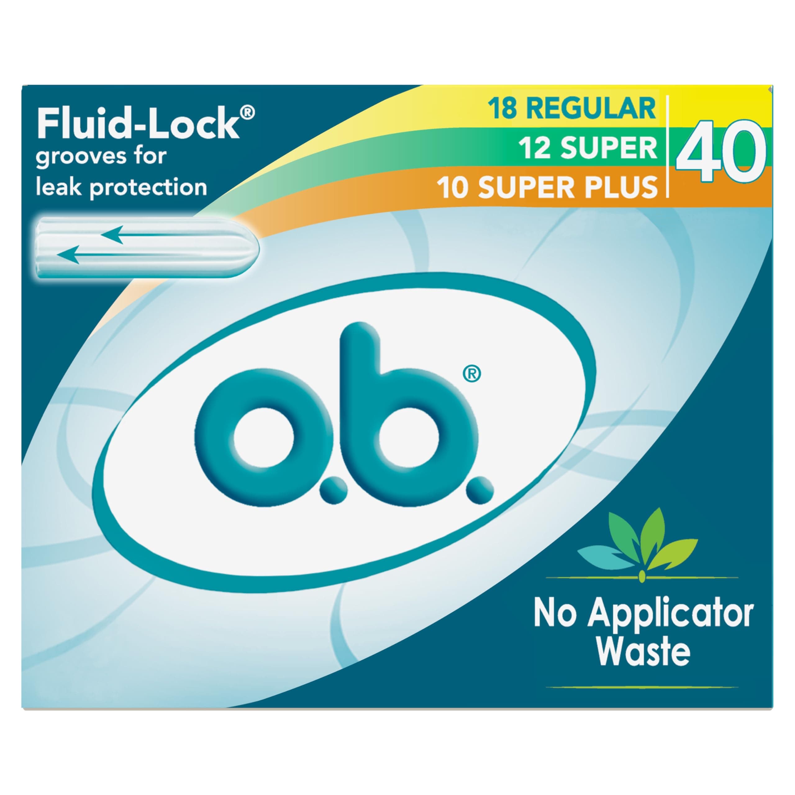o.b. Applicator Free Digital Tampons, Regular, Super and Super Plus Multi-Pack - 40 Count