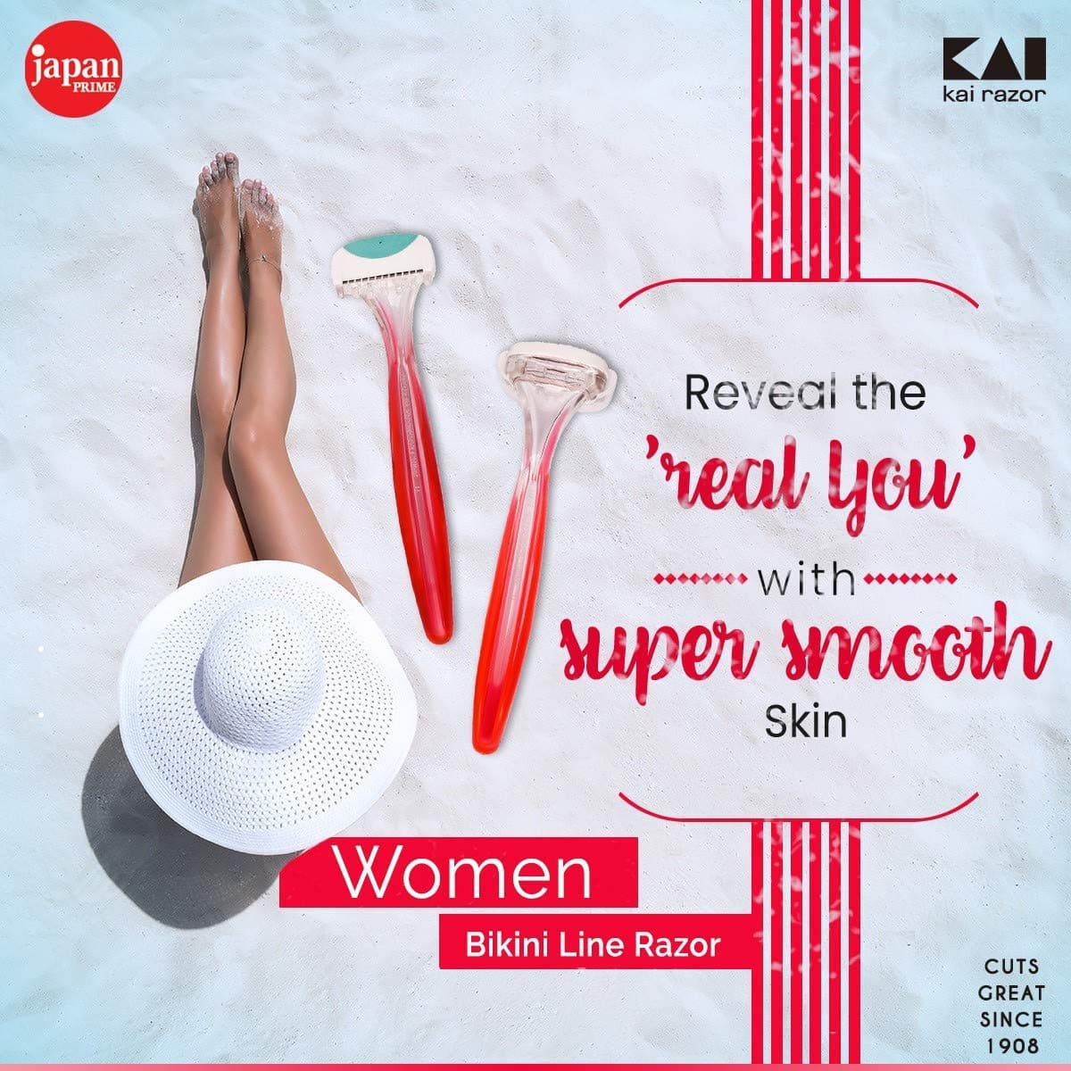 Kai Bikini line Razor for Women with Aloe Vera and Vitamin E Moisture Strip - Pack of 3 (6 Pieces)