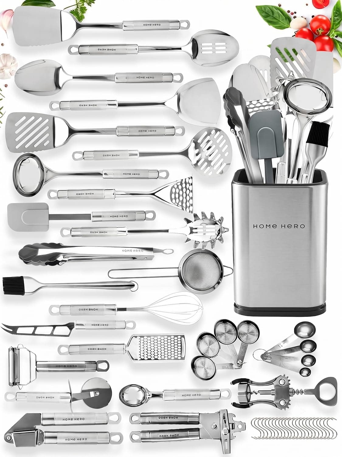 HomeHero Stainless Steel 29 Cooking Nonstick Kitchen Utensils Cookware Set with Spatula Kitchen Tool Set