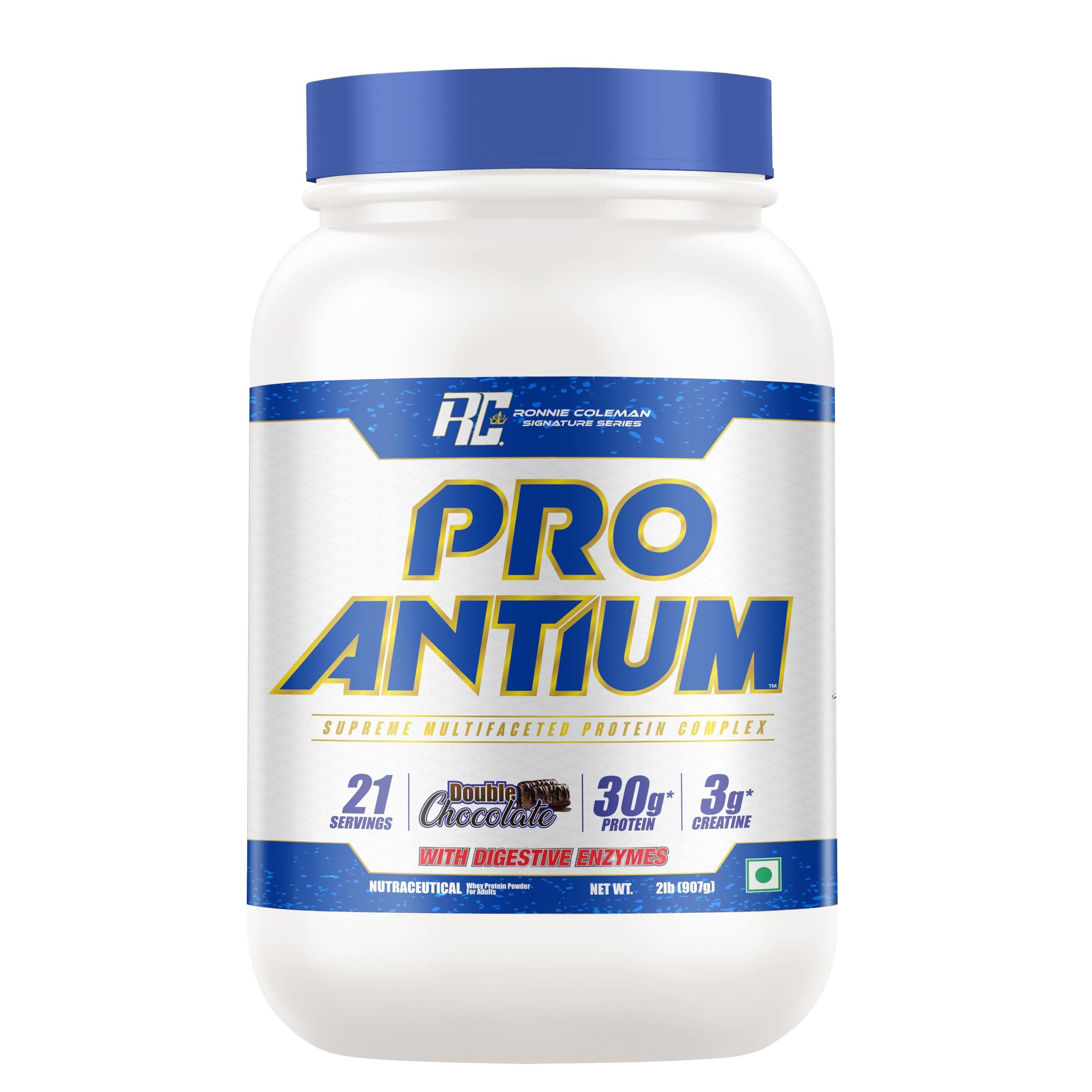 Ronnie Coleman Signature Series Pro-Antium Whey Protein, Double Chocolate (21 Servings, 907g / 2lbs) | Supreme Multifaceted Protein Complex