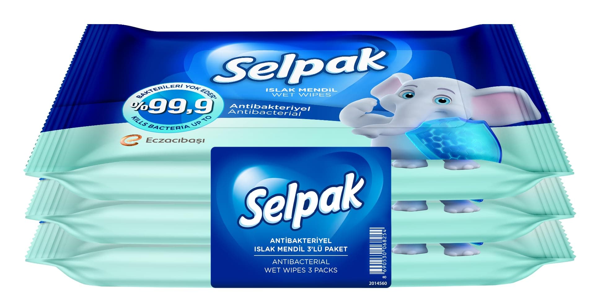 SELPAK Antibacterial Wet Wipes 3 Packs of 15sheets each
