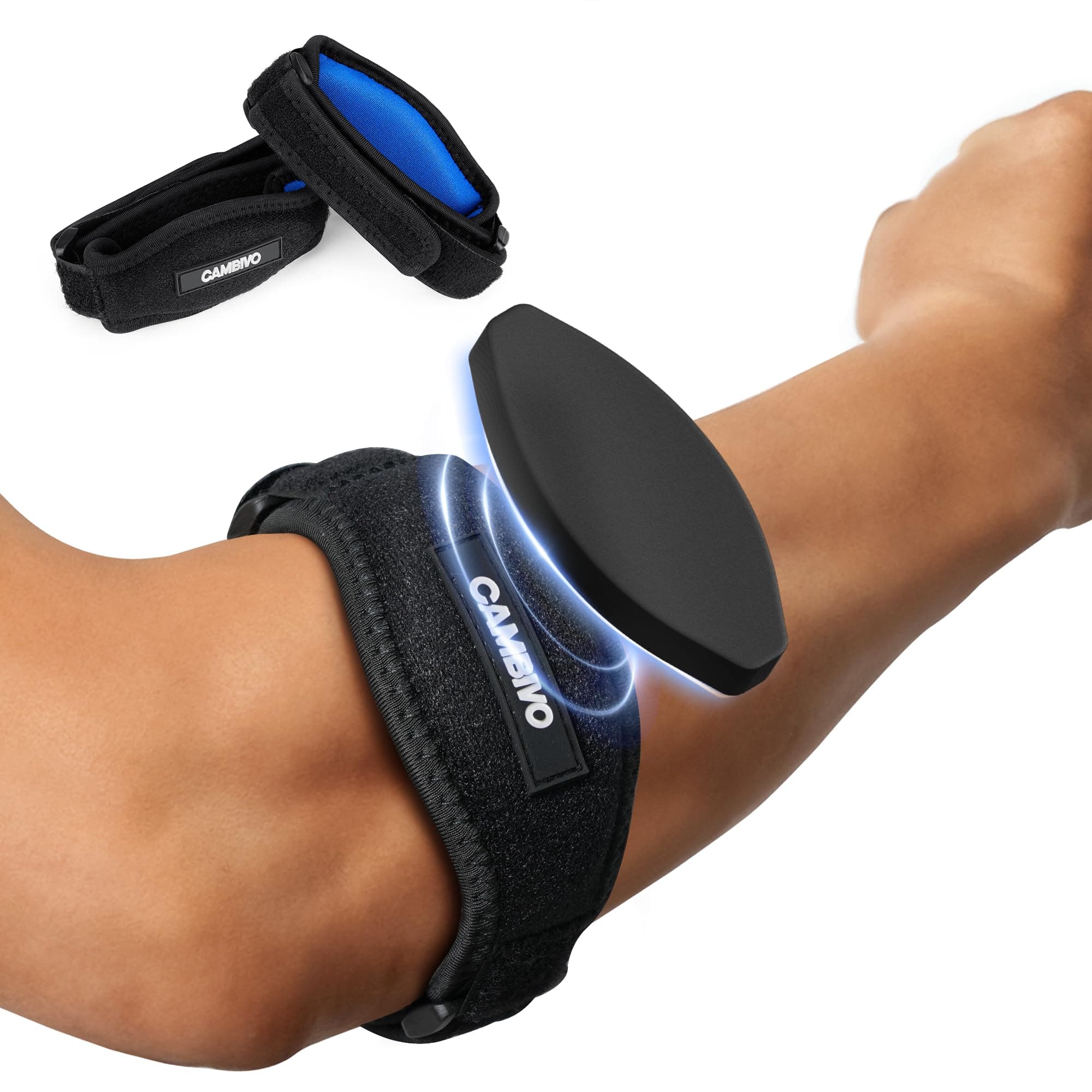 CAMBIVO 2 Pack Tennis Elbow Brace, Arm Support Strap Band with Compression Pad for Tendonitis, Tennis and Golfer's Elbow (Black)