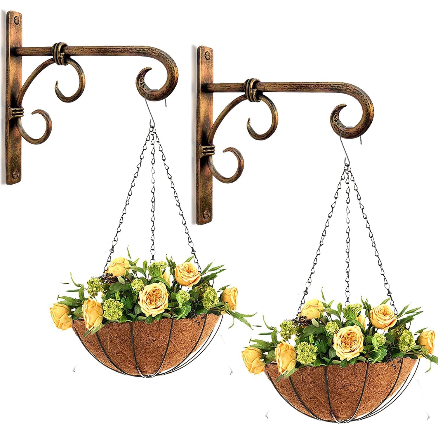 MFS Craft World Wall Plants Hanger Antique Copper Polish Handmade Wall Lantern -Utility Iron Garden Wall Brackets Decor Product -Set of 2