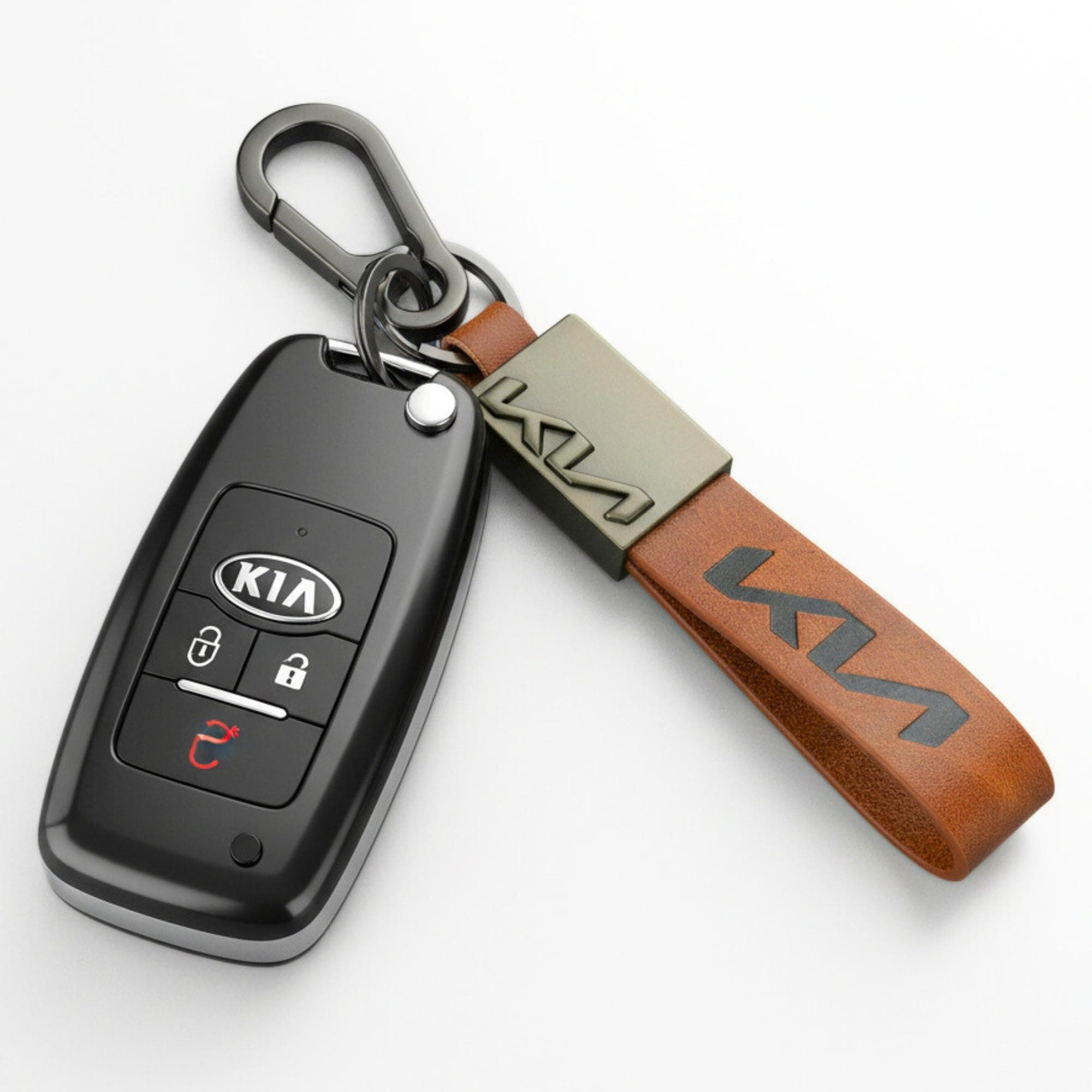 Yaa Catchy Premium Leather Keychain Metal Hook Compatible with Durable Faux Leather Brown Strap with Heavy-Duty Alloy Clip Stylish Bike & Car Key Holder