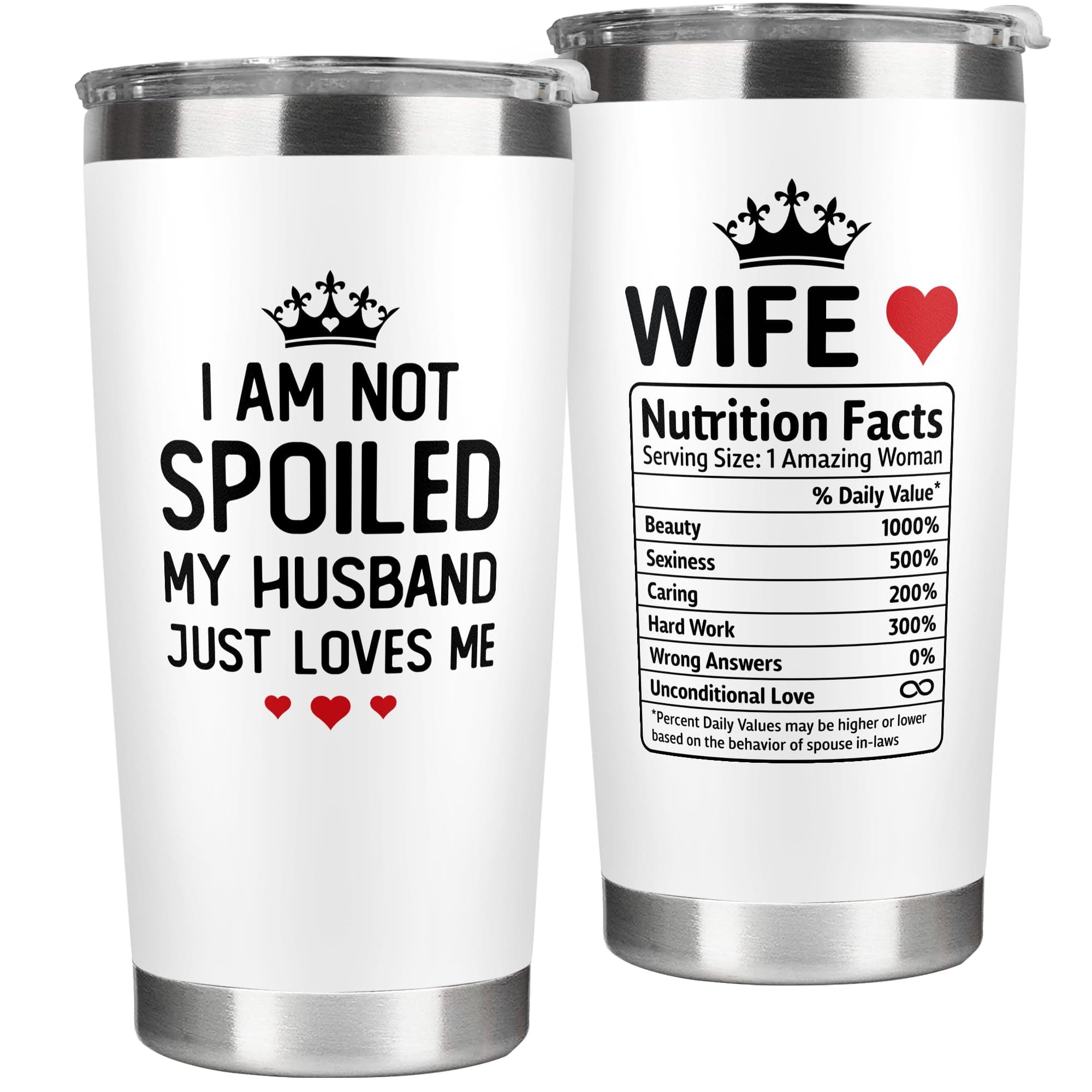 KatAndNat Valentines Day Gifts for Her - Valentines Day Gifts for Wife from Husband - Wedding Anniversary for Women, Birthday, Mothers Day, Christmas Romantic Gift for Wife - 20 Oz White Tumbler