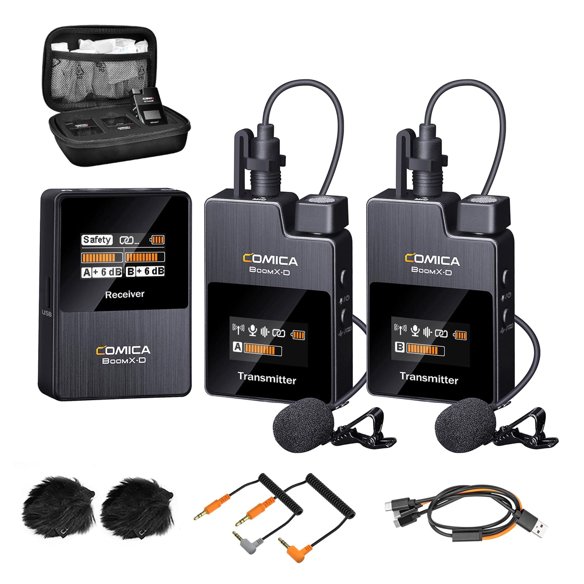 comica Wireless Lavalier Omnidirectional Microphone, BoomX-D2 2.4G Compact Wireless Microphone System (Black)