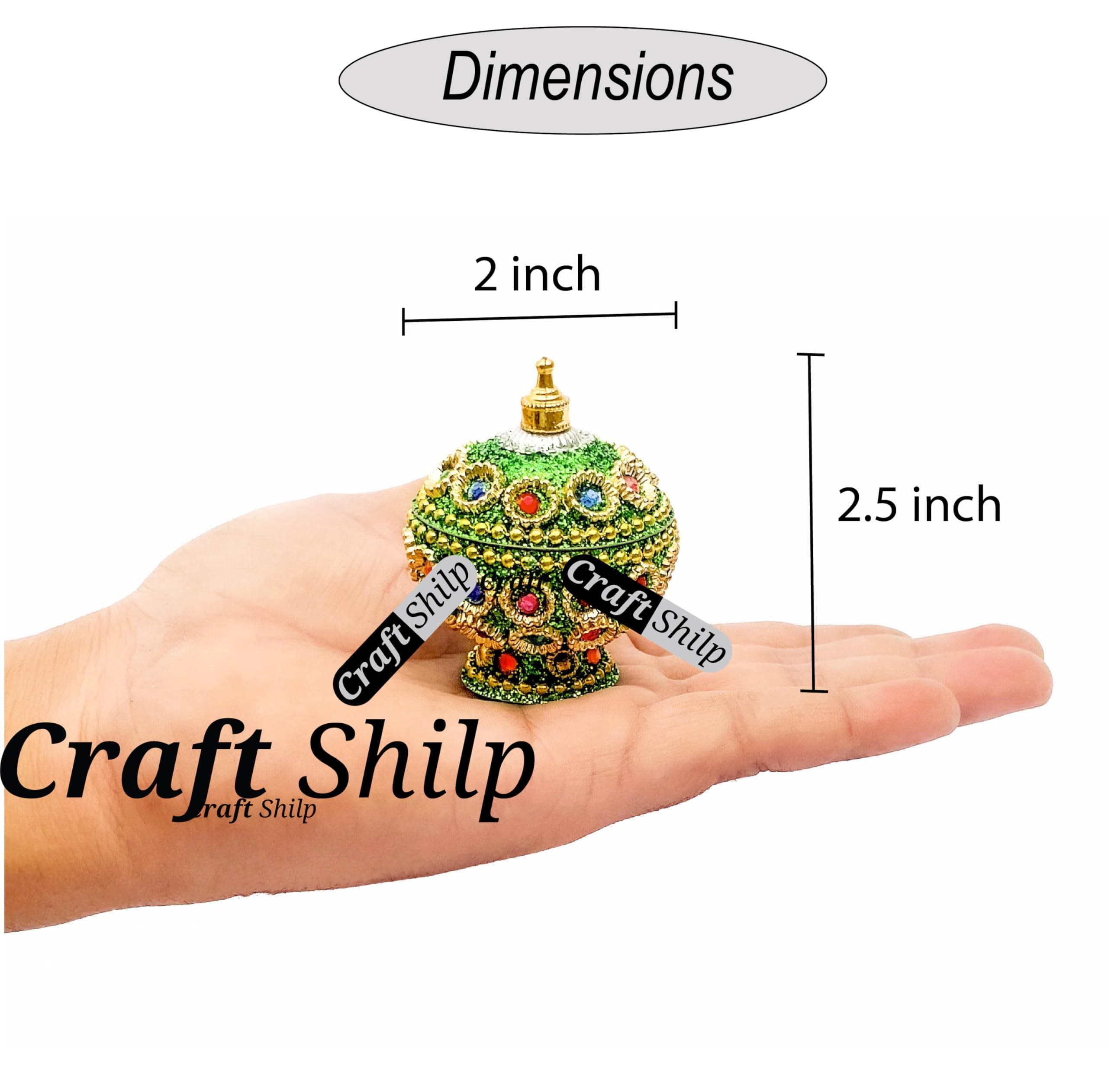 Craft Shilp Dome Shape Kumkum Box | Pooja Box for Roli | Kumkum, Haldi & Chandan | Ritual Sindoor Dabbi/Dibbi with Lid | Sindoor Dani