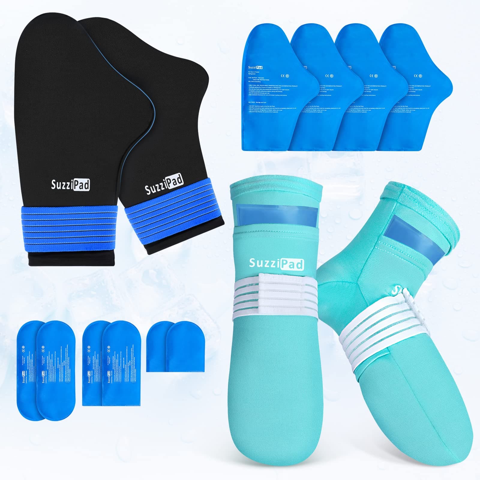 SuzziPad Cold Therapy Socks & Hand Ice Pack Cold Gloves for Chemotherapy Neuropathy, Chemo Care Package for Women and Men, Ideal for Plantar Fasciitis, Carpal Tunnel, Arthritis Hand Pain Relief, L