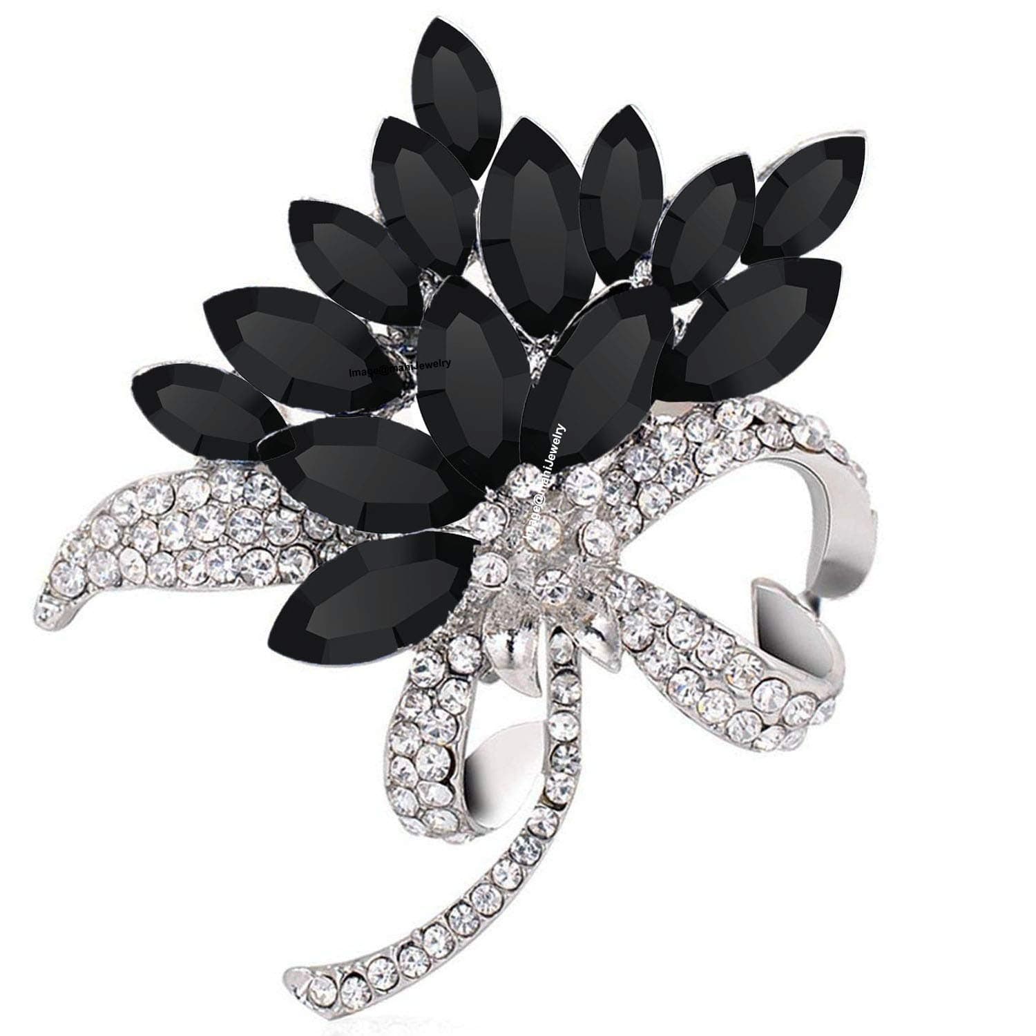Mahi Rhodium Plated Designer Crystal Brooch for girls and women BP1101037RBla