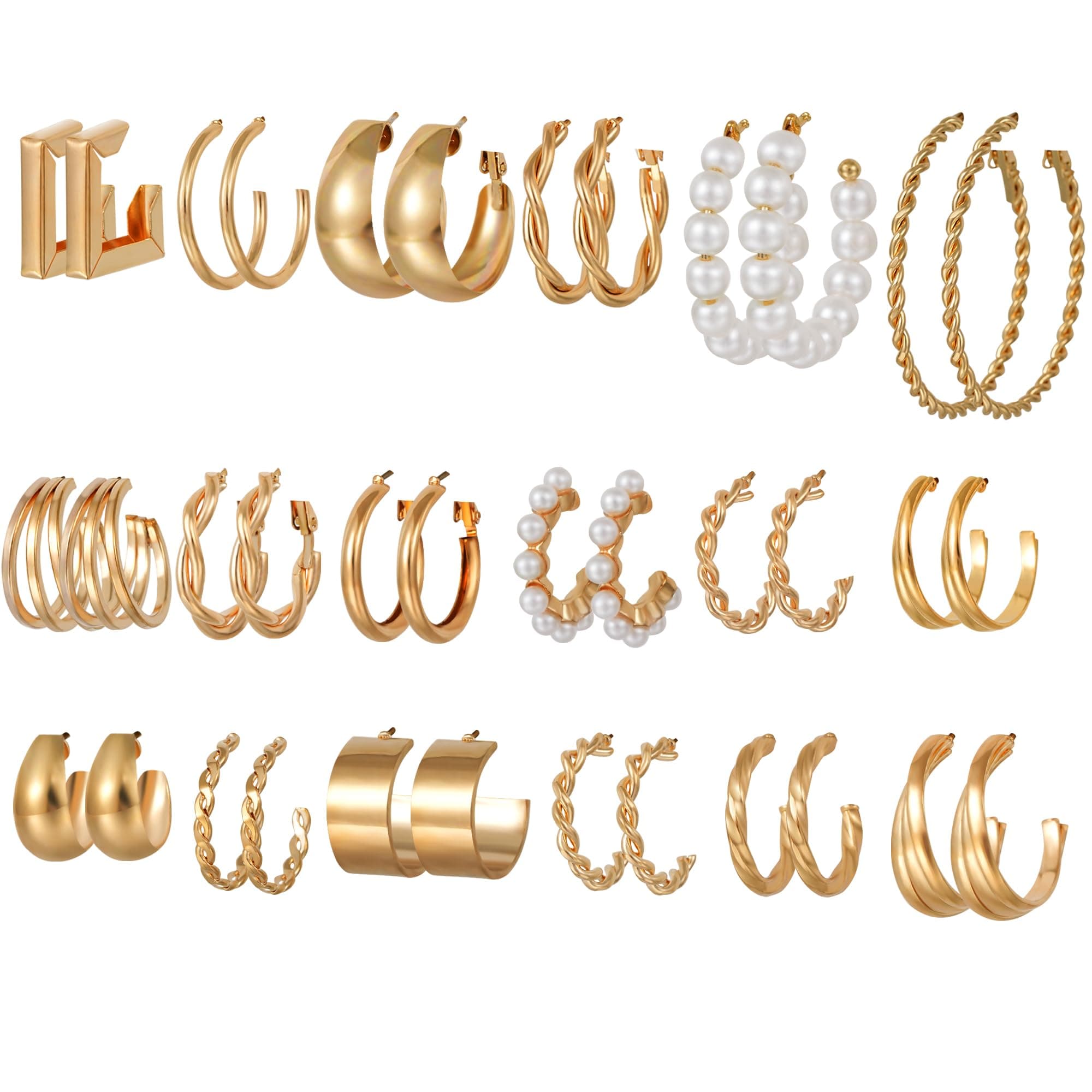 Shining Diva Fashion 18 Pairs Combo Earring Set Latest Stylish Western Earrings for Women and Girls (15844er)