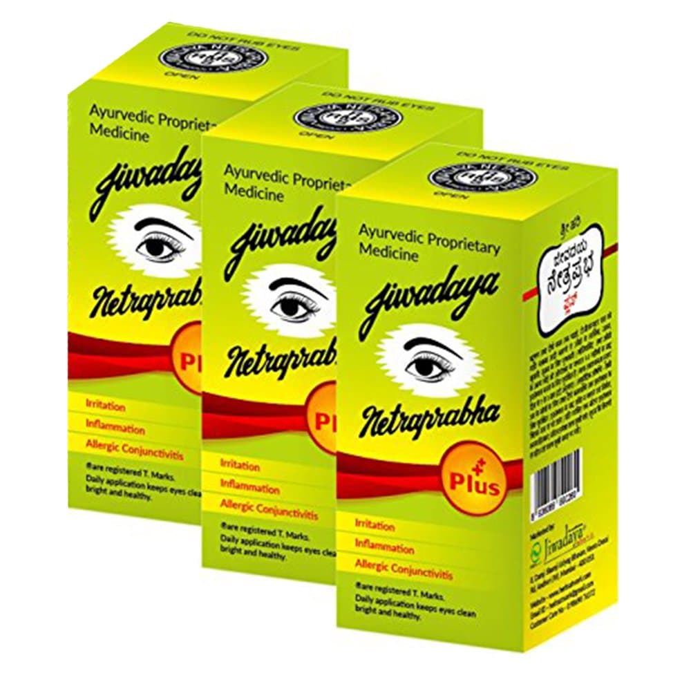 Jiwadaya Netraprabha Plus Ayurvedic Herbal Honey Base Eye Drops, Green, 10 ml (Pack Of 3)