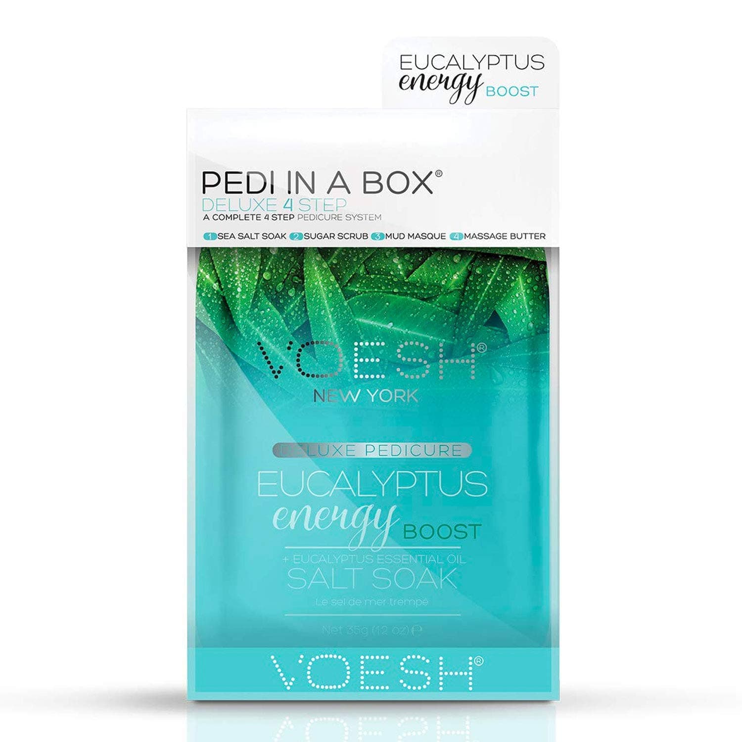 Voesh Pedicure in a Box Deluxe 4 Step - Eucalyptus Energy Boost.