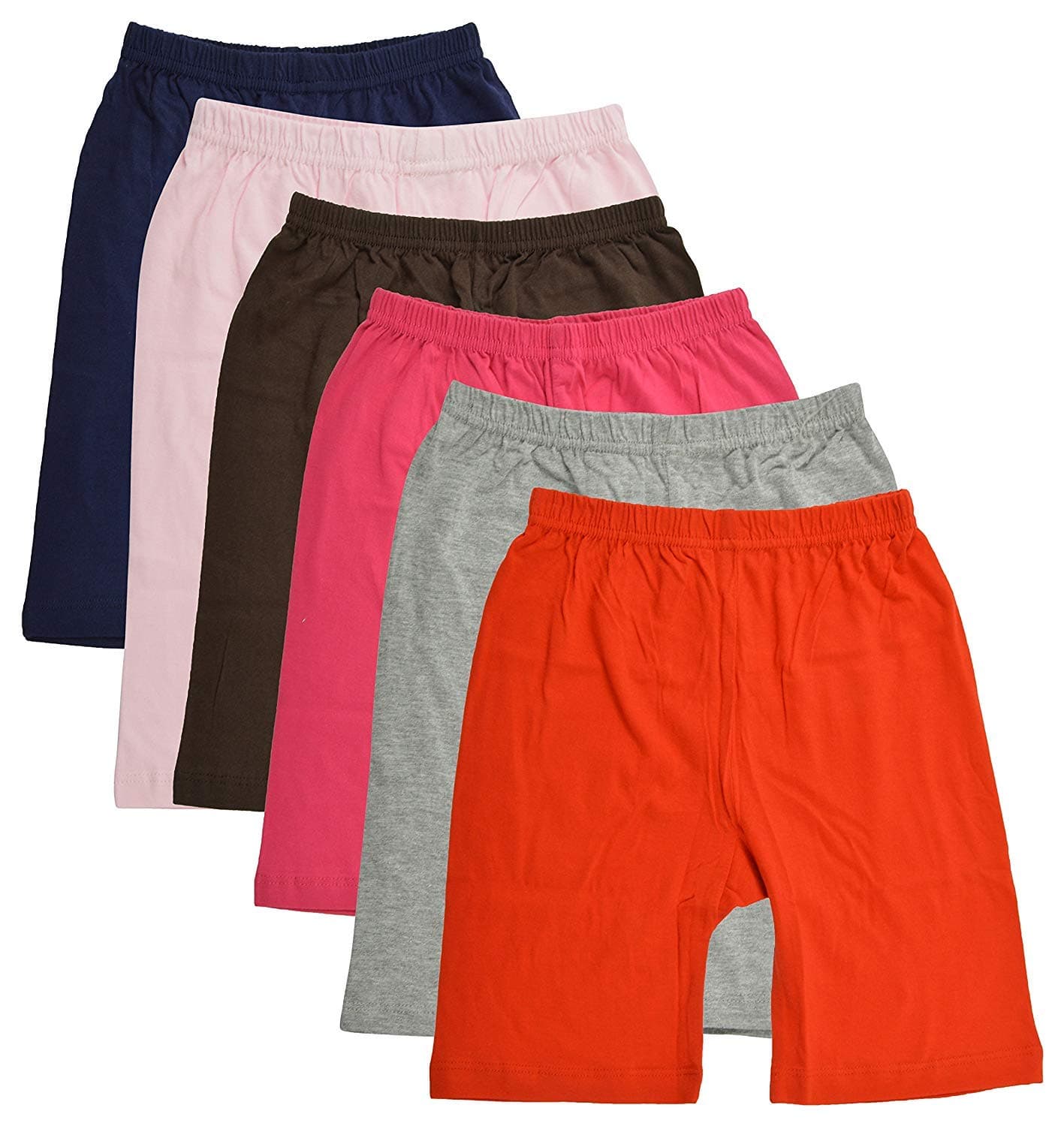 BODYCARE, 6 Pcs Pure Cotton Multicolored Cycling Shorts for Girls and Kids (7-8 Years)