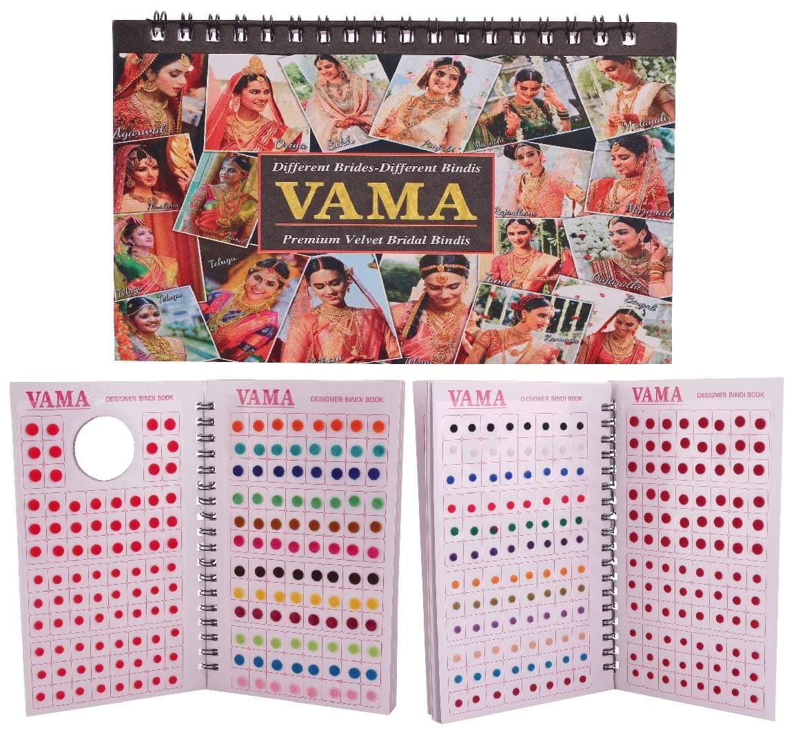 Vama Fashions Plain Round Multicolour Kumkum Forehead Sticker Small Bindis Bindiya Spiral Bindi Book Mini Size for Girls (948 - Small Bindi Booklet)-Self-Adhesive