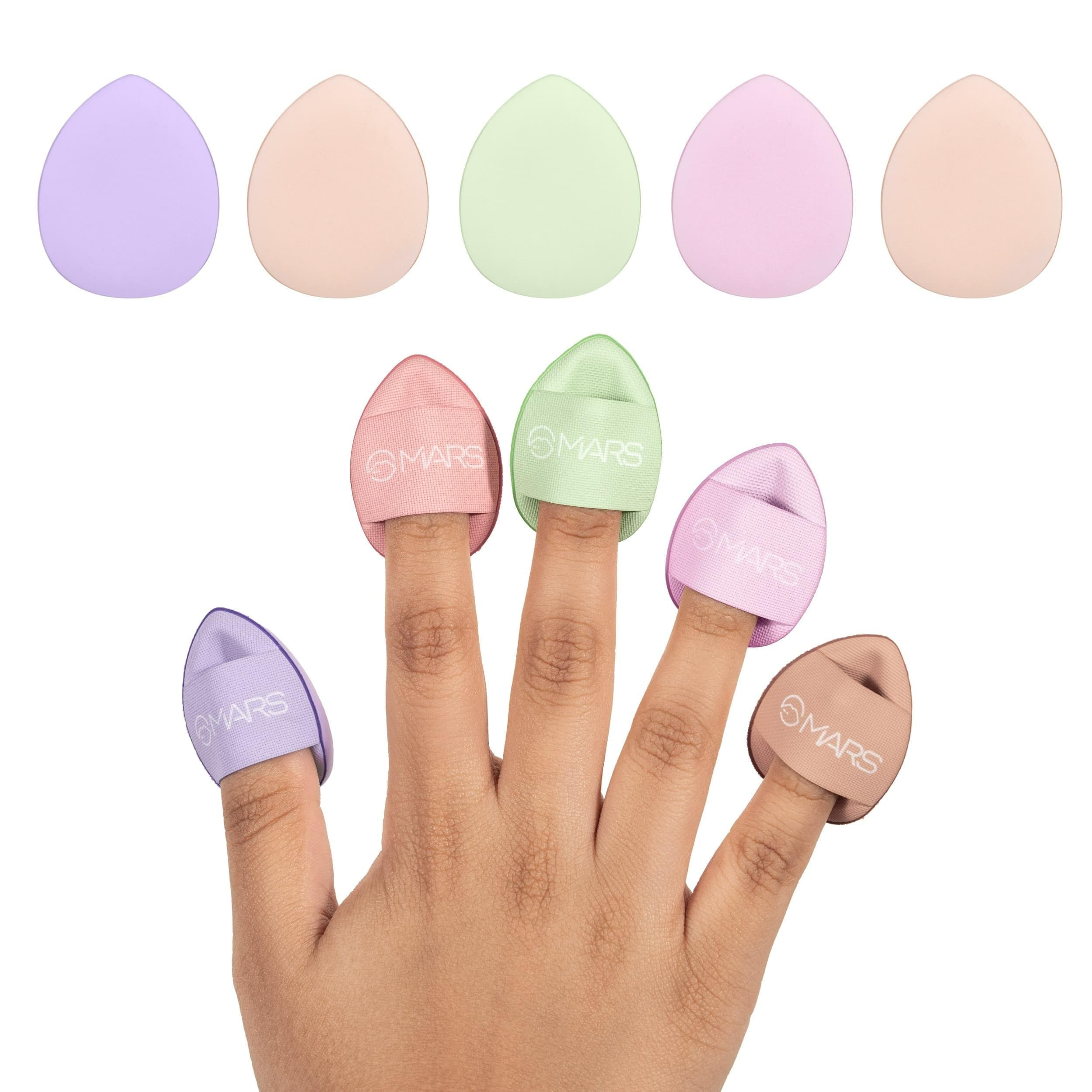 MARS Finger Fits Mini Multipurpose Makeup Puffs (Pack of 5) | Precision Blending, Setting & Touch-Ups | For Under Eye, Nose & Detail Areas | Soft, Washable & Reusable