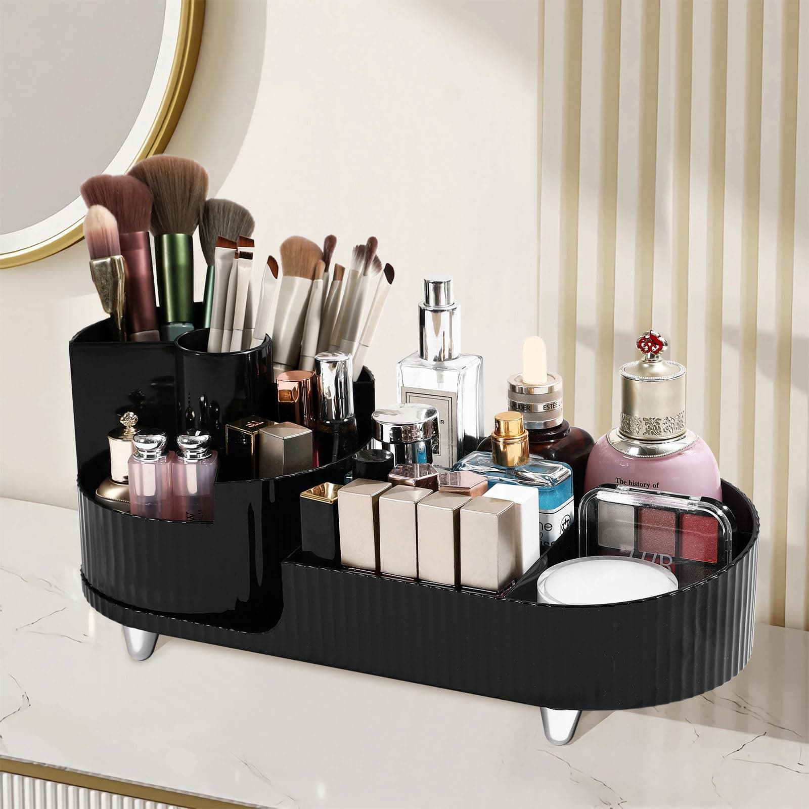 Wlicon Makeup Organizer Cosmetic Display Cases Rotating Makeup Organizer for Vanity