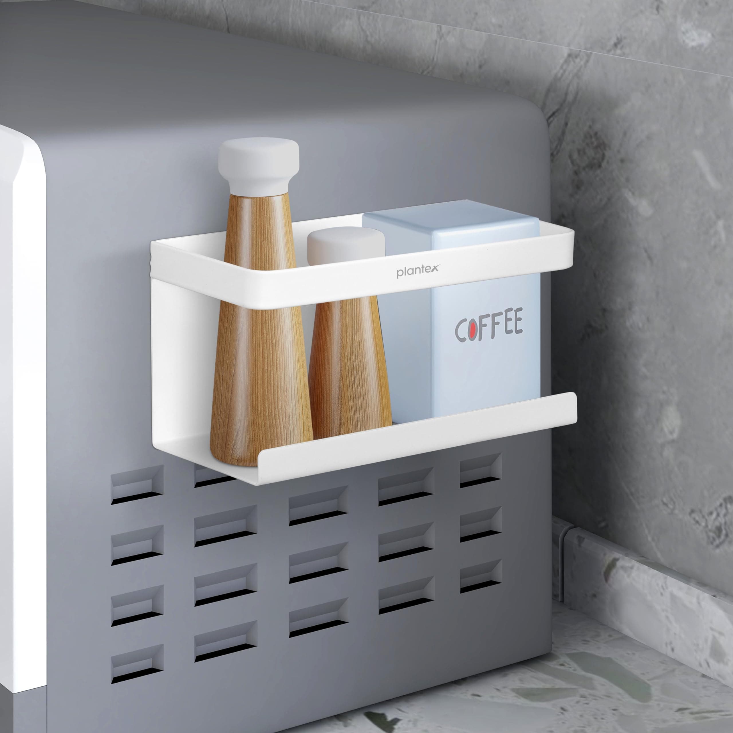 Plantex Carbon Steel Kitchen Organiser Storage Magnetic Spice Shelf for Fridge