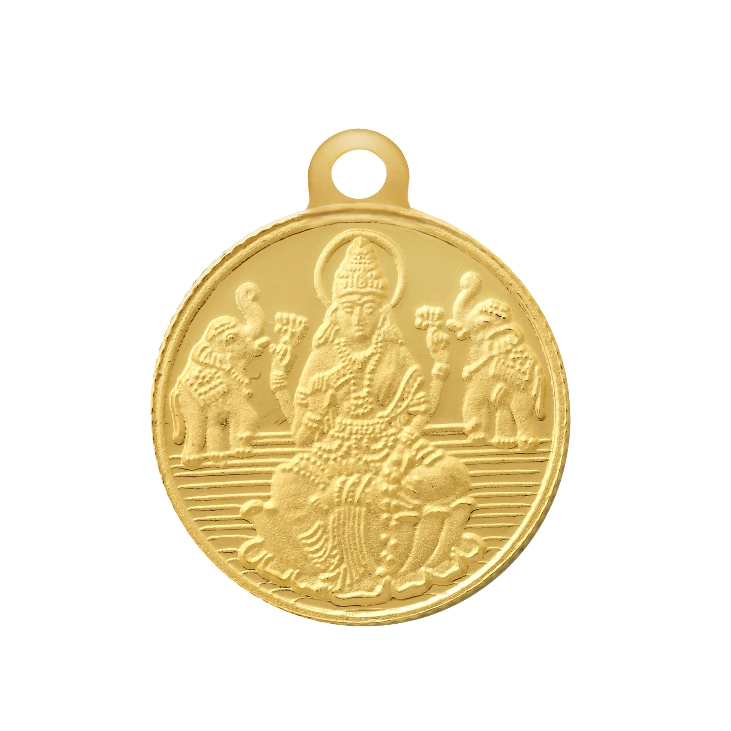 Bangalore Refinery 2 Gram Round Lakshmi 24k (999) Gold Pendant (without hook)