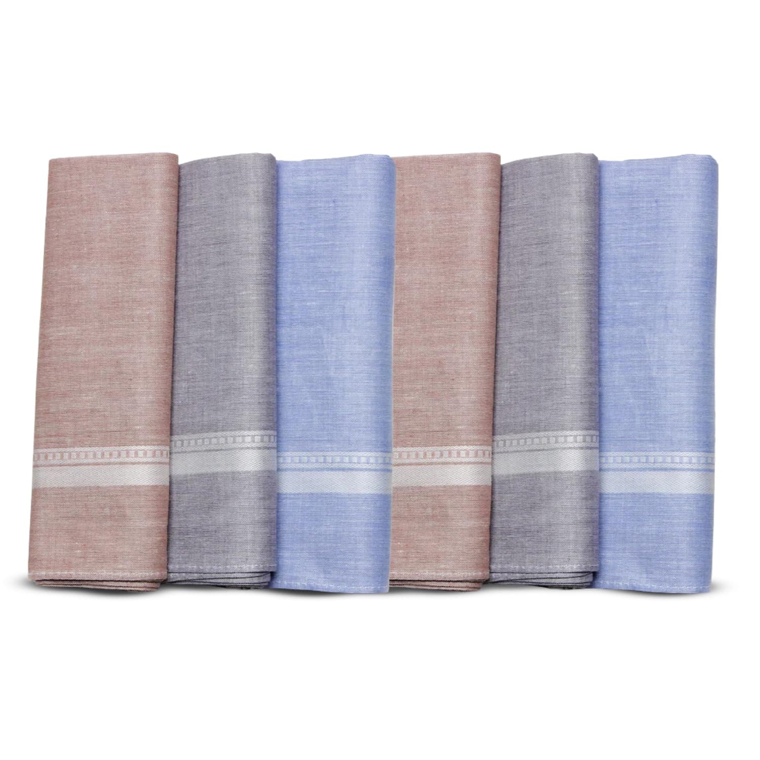 Bonjour Safari Collection Premium Cotton Handkerchiefs For Men - Pack of 6