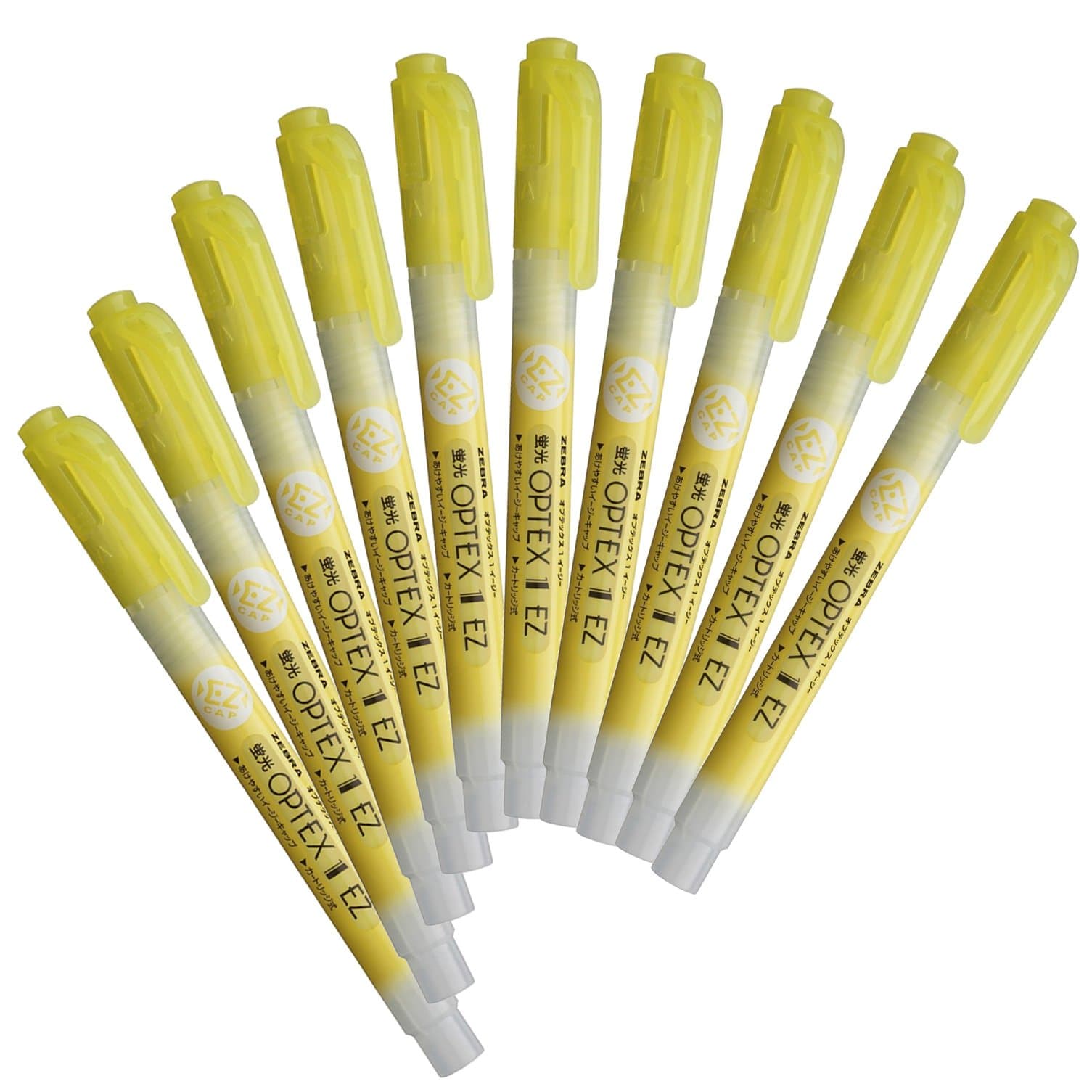 Zebra B-WKS11-Y Optex 1 EZ Highlighter, Yellow, 10 Pieces