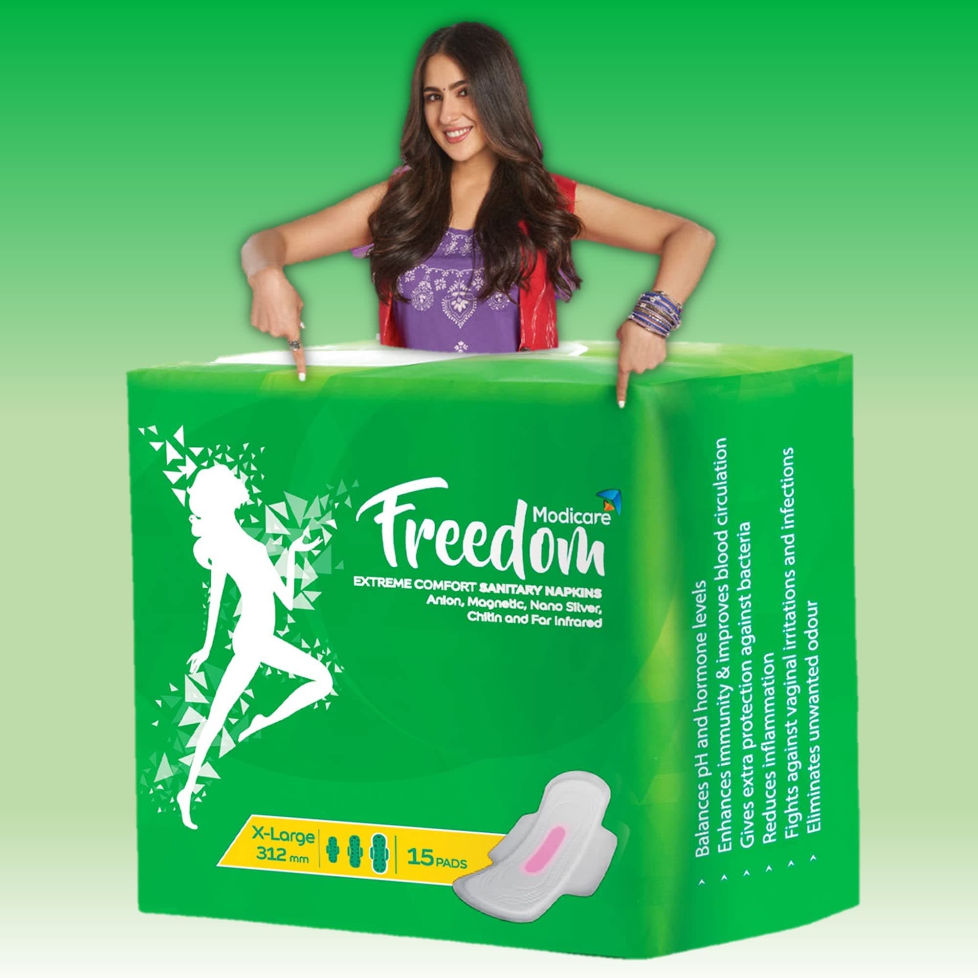Modicare Freedom Extreme Comfort Sanitary Napkin - 15 Pads (X-Large 312mm)