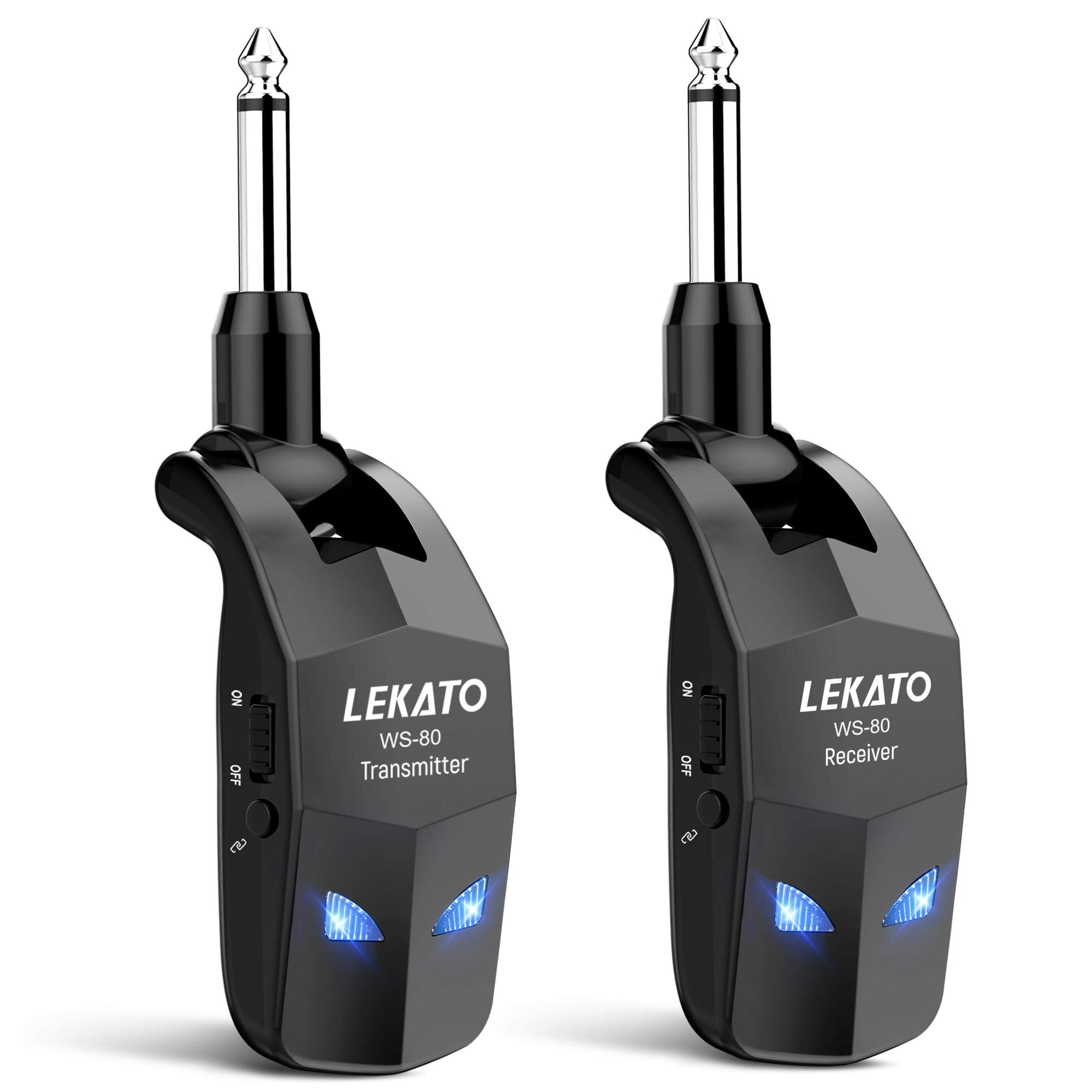 Miuphro LEKATO Wireless Guitar System Digital Guitar Transmitter Receiver Rechargeable Audio Electric Wireless Guitar Transmitter with 4 Channels for Electric Guitar Bass