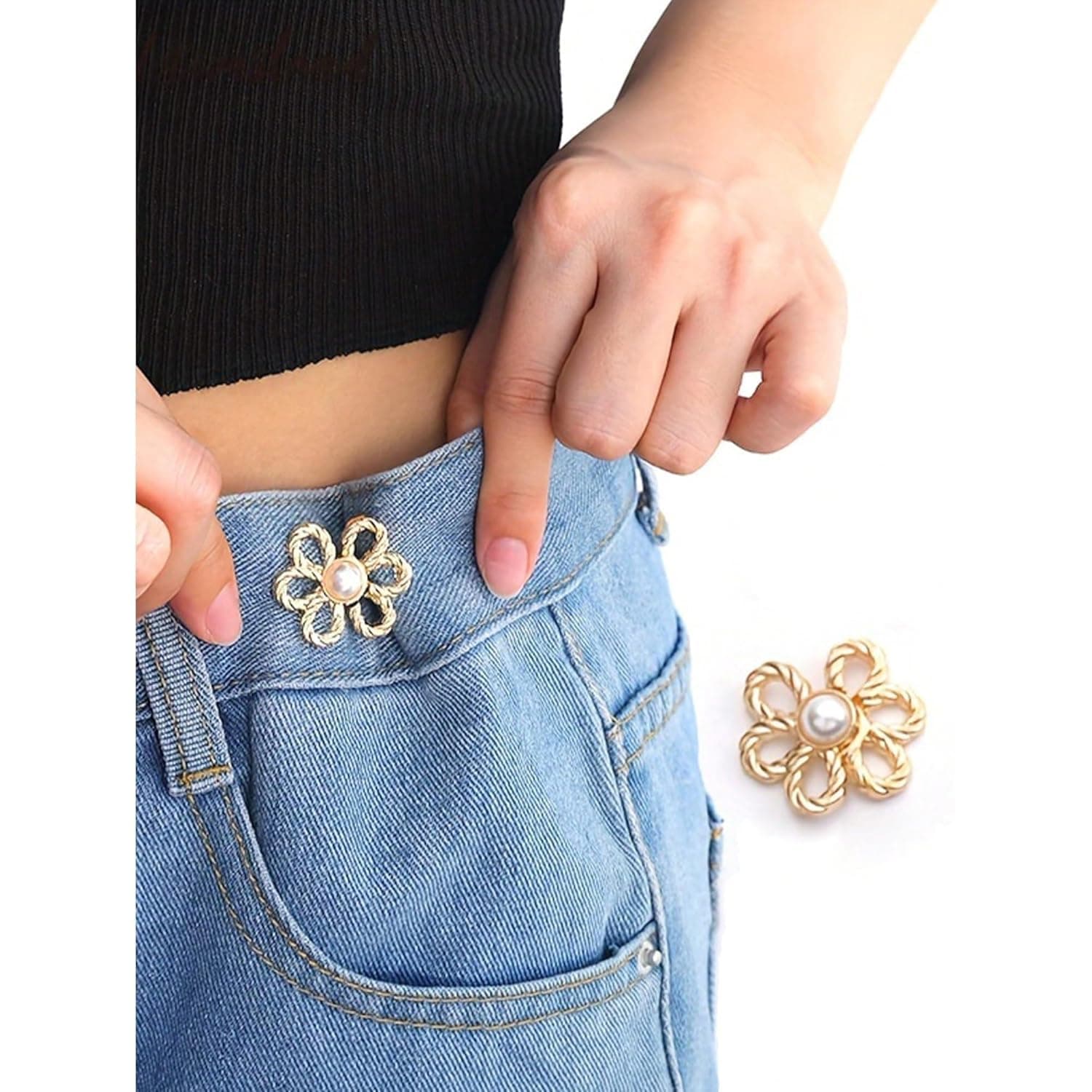PIYUDAA Waist Tightener, Jean Buttons Pin, Trouser Waist Tightener, Adjustable Jean Tightening Clips, Reusable Waistband Tightener Removable Suitable for Pants and Skirts