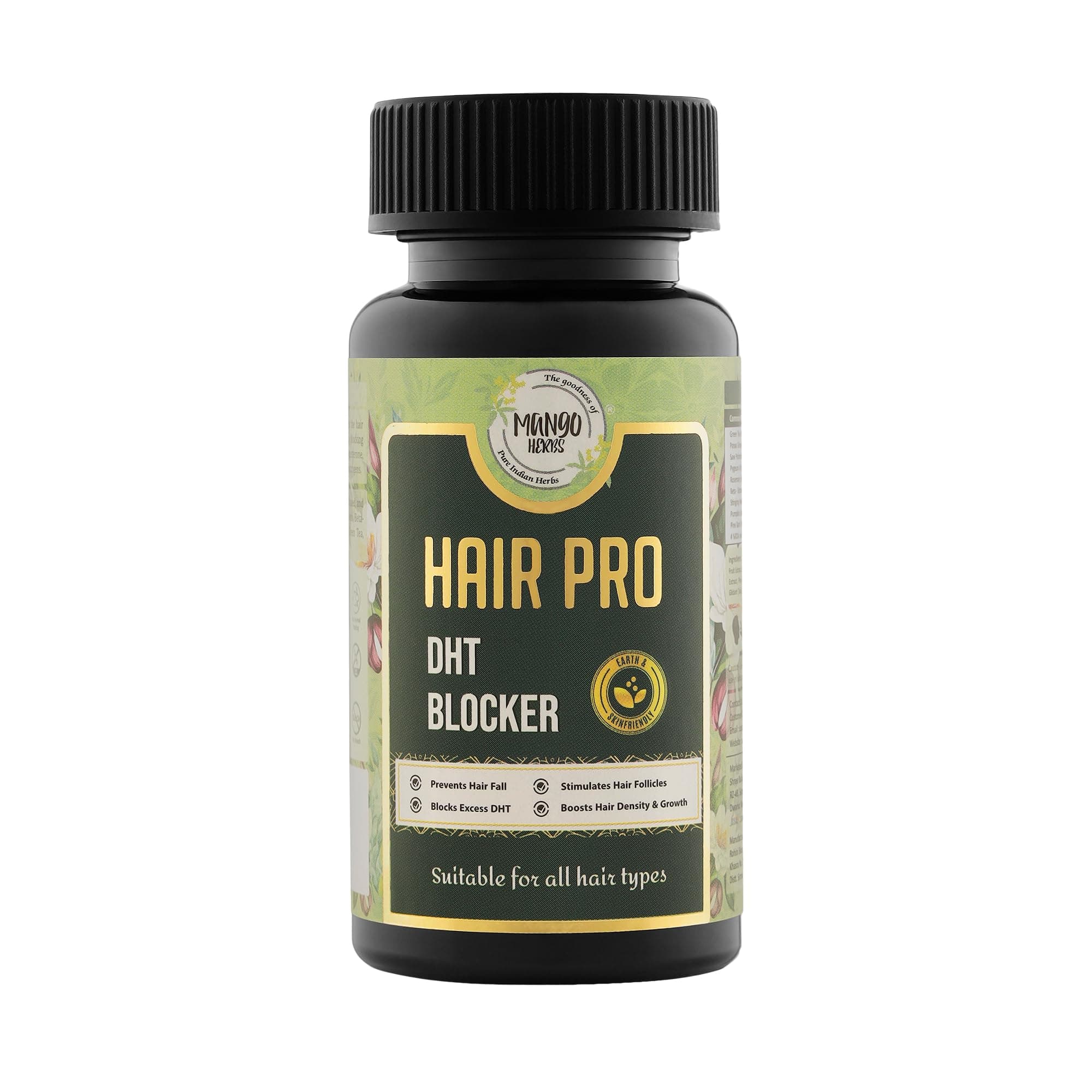 MANGO HERBS Hair Pro DHT Blocker | Saw Palmetto, Beta-Sitosterol, Pygeum, Stinging Nettle, Green Tea, Pine Bark, Rosemay & Pumpkin Seed | 60 Tabs