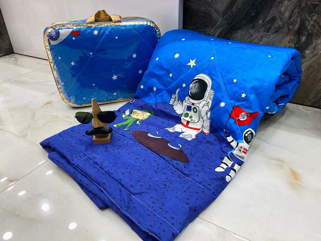 Harbell Home 150 GSM Glace Cotton Kids Single Bed 250 TC Reversible Comforter/AC Blanket for Winter/Quilts/Duvet