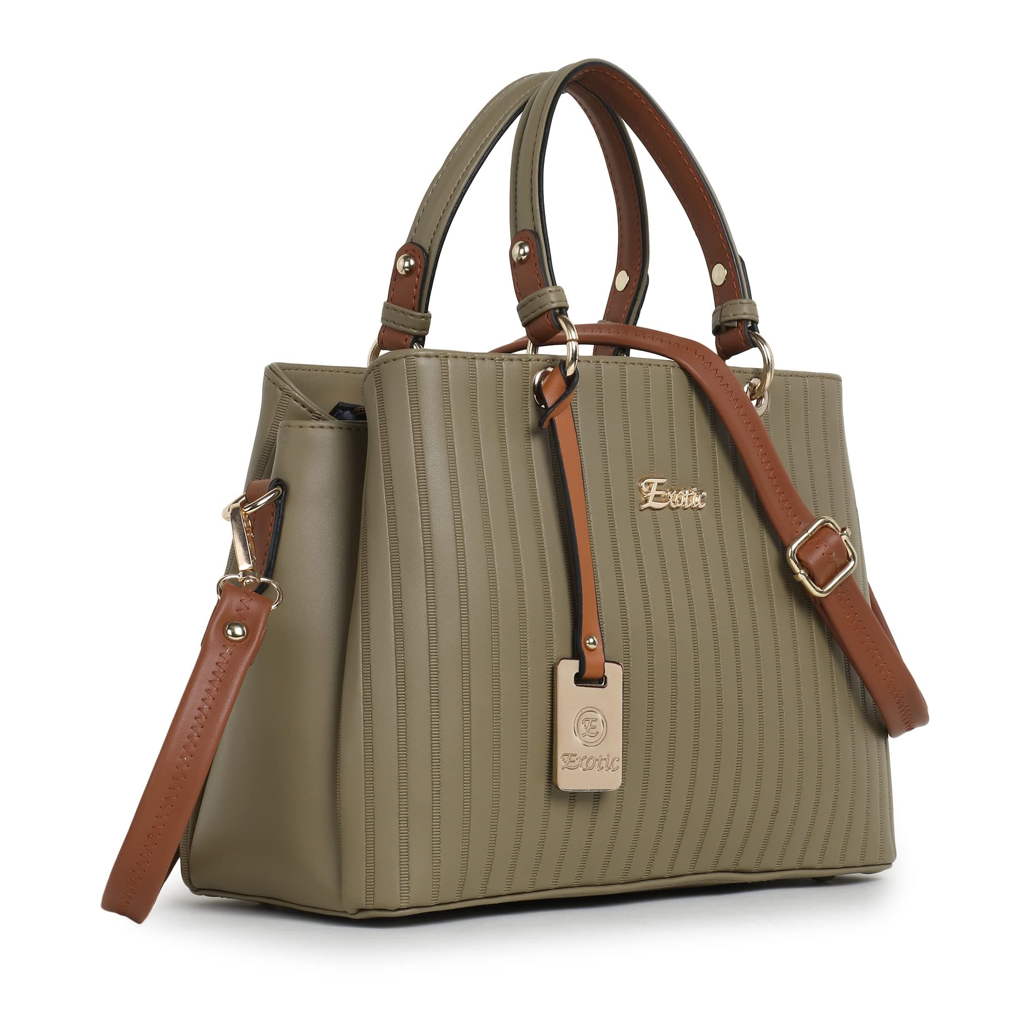 EXOTIC® Women's Striped Line Handbag for Women| Ladies purse | Stylish Shoulder Bag | Gift for Women (Olive)