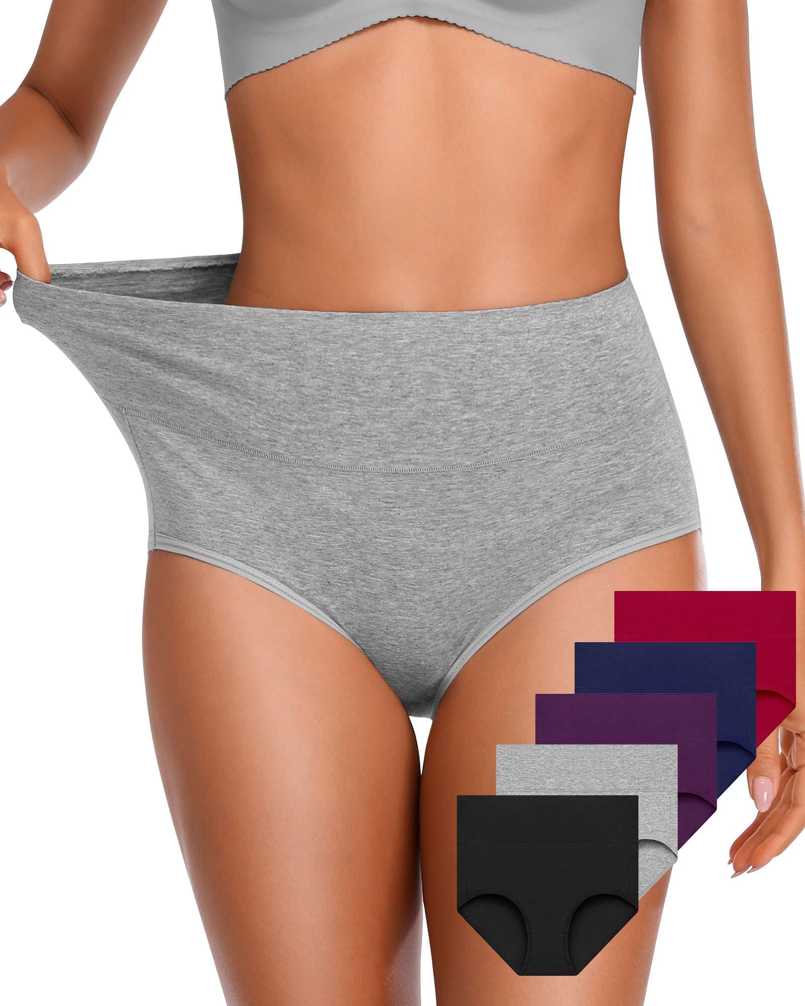 OUENZ Women's Cotton Underwear,Breathable Solid Comfortable High Waist Soft Briefs Panties for Women (Multicoloured1, XX-Large)