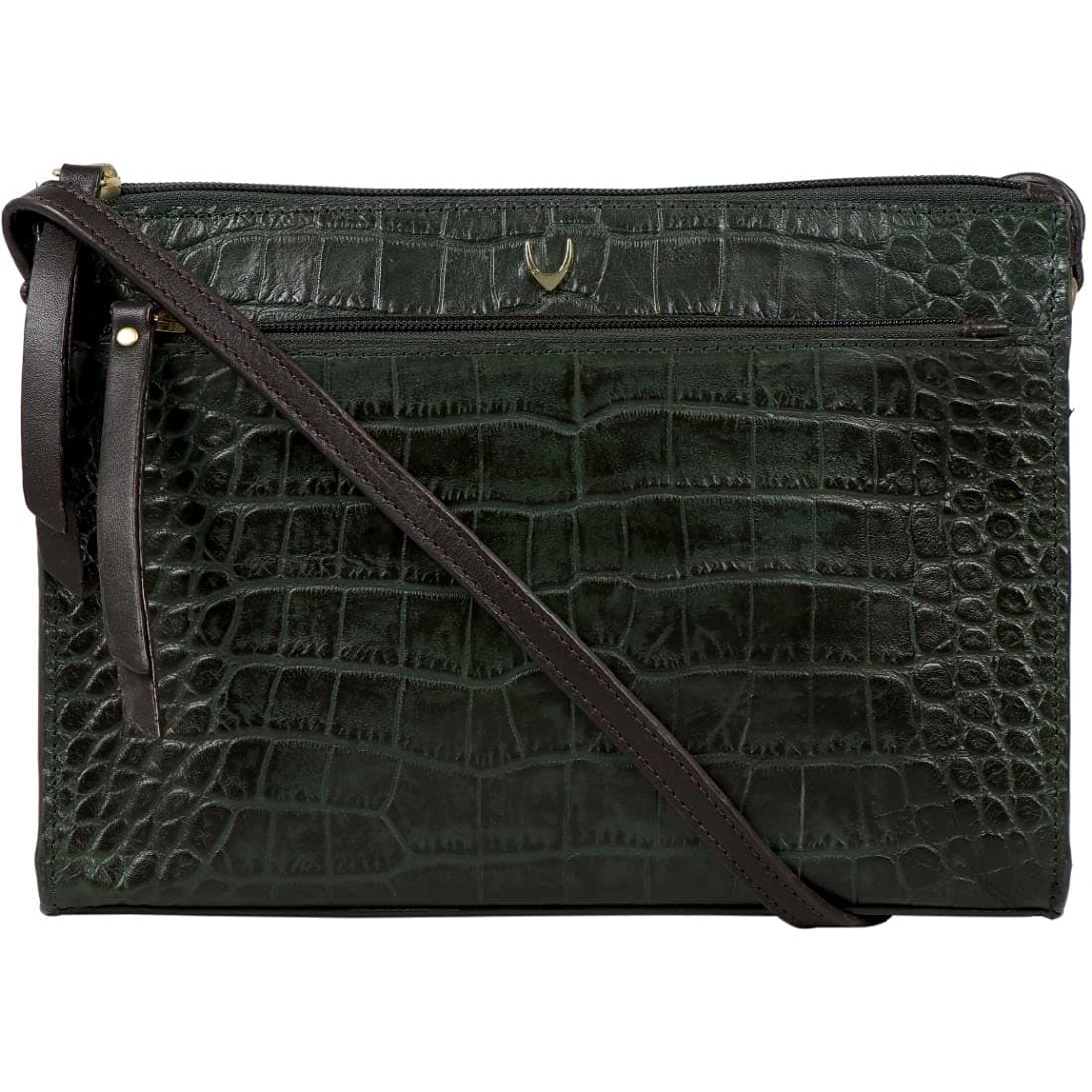 Hidesign Leather Sling Bag- Emerald Brown
