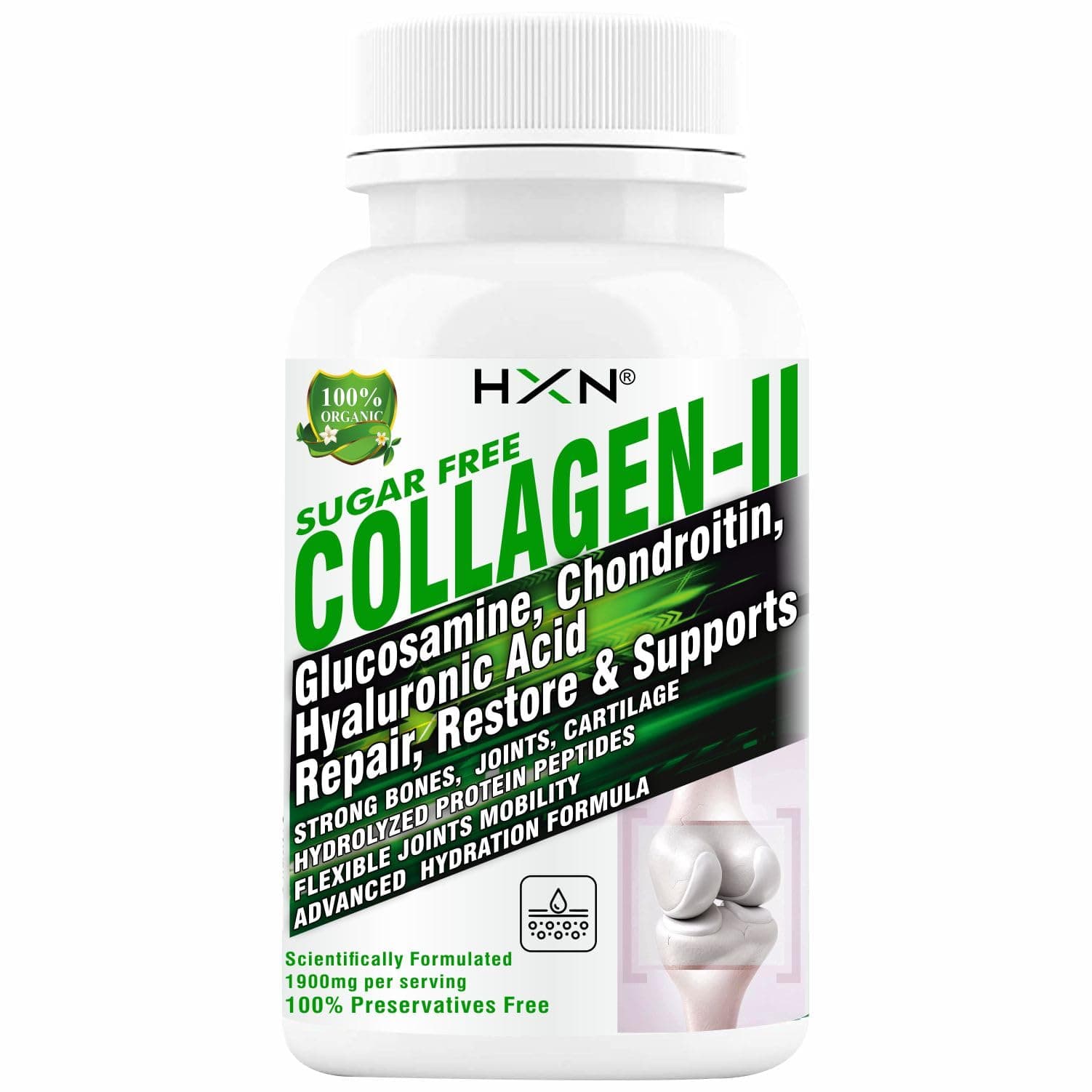 HXN Joint Support Supplement Collagen Type 2 Glucosamine,Chondroitin,MSM,Boswellia,Hyaluronic Acid Supplements,Vitamin D3,Hydrolyzed Collagen Peptides For Healthy Bone,And Joints- 60 Tablets,250 grams