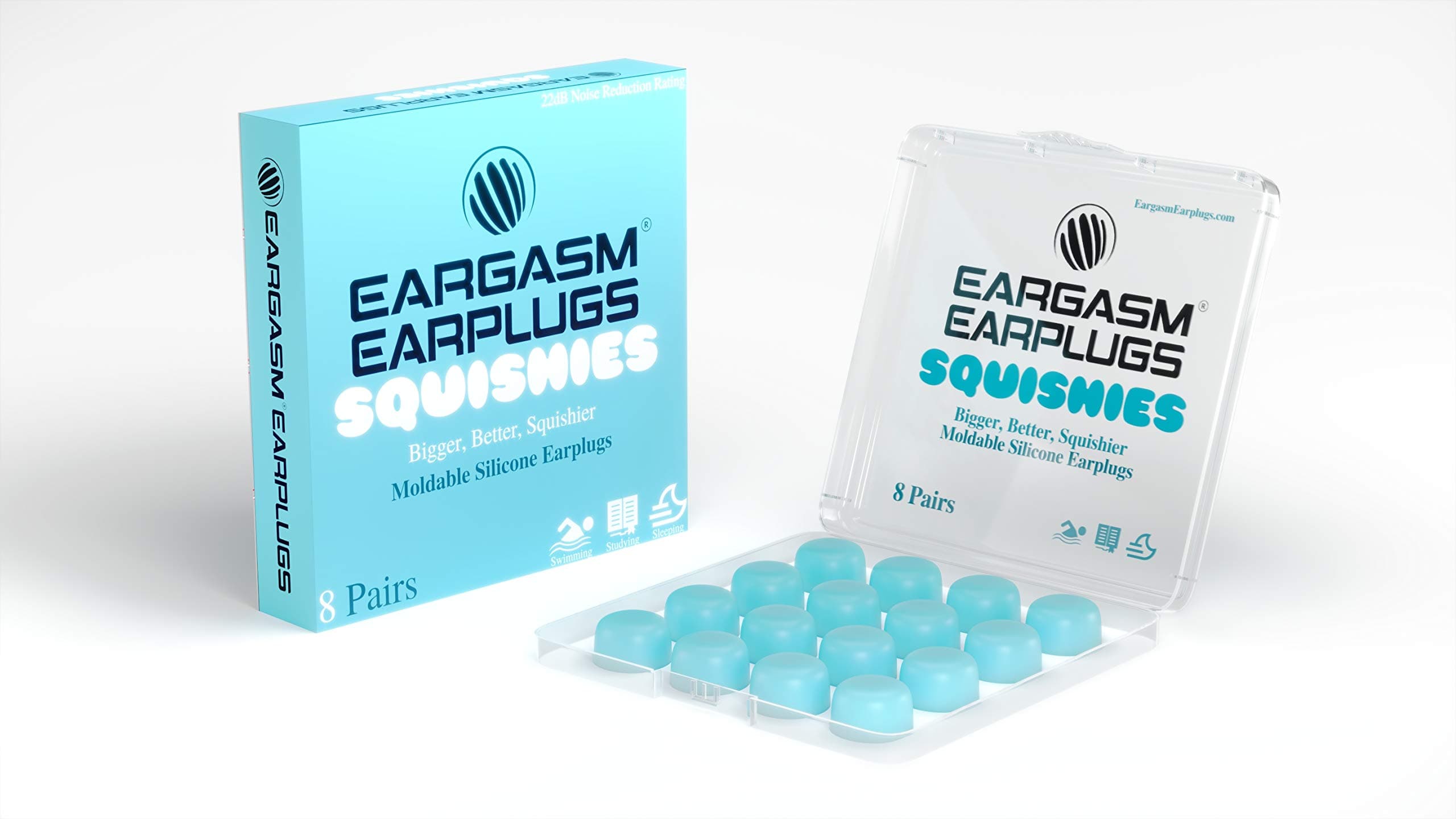 Eargasm Squishies - Moldable Silicone Earplugs - Forms Airtight Seal Great for Swimming Sleeping Studying