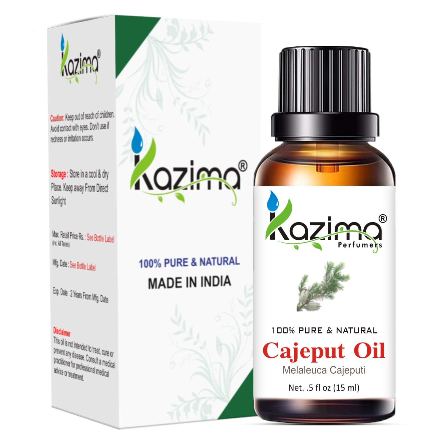 KAZIMA Cajeput Essential Oil - 100% Pure, Natural & Undiluted Oil for Skin Care & Hair Care