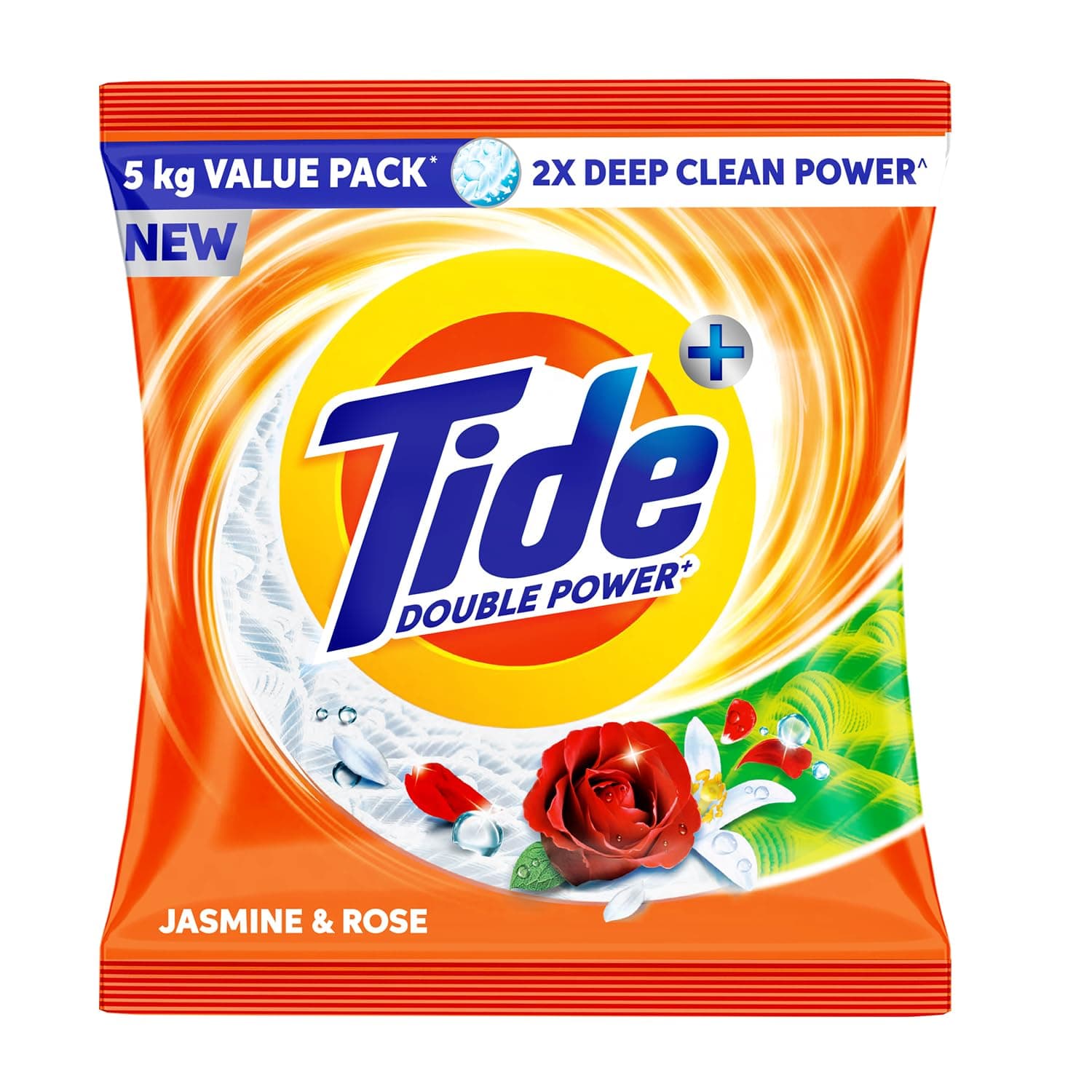 Tide Plus Detergent Washing Powder - 5kg Value Pack | Jasmine & Rose Fragrance | 2X Deep Clean Power | World's No. 1 Detergent Brand