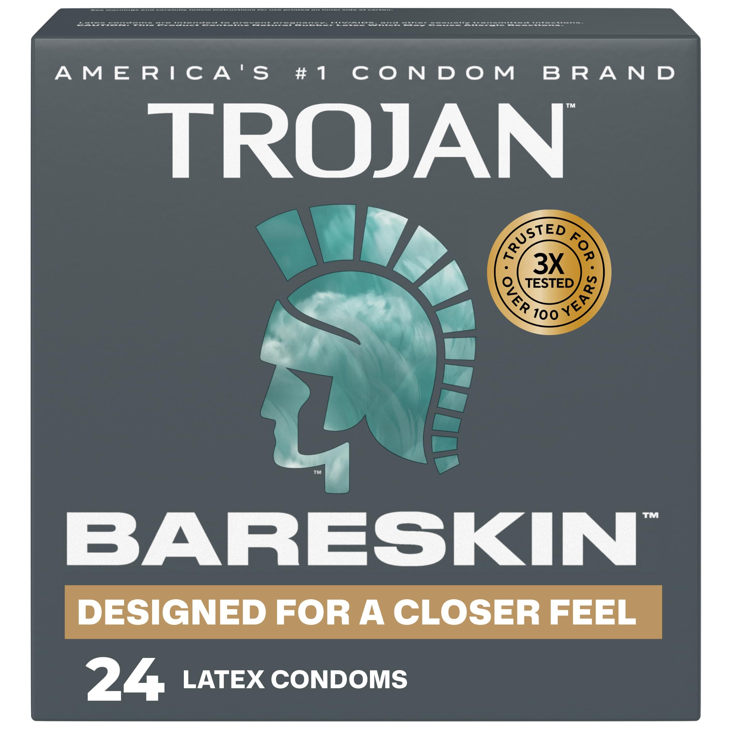 Trojan Sensitivity Bareskin Lubricated, Latex Condoms, 24 Count