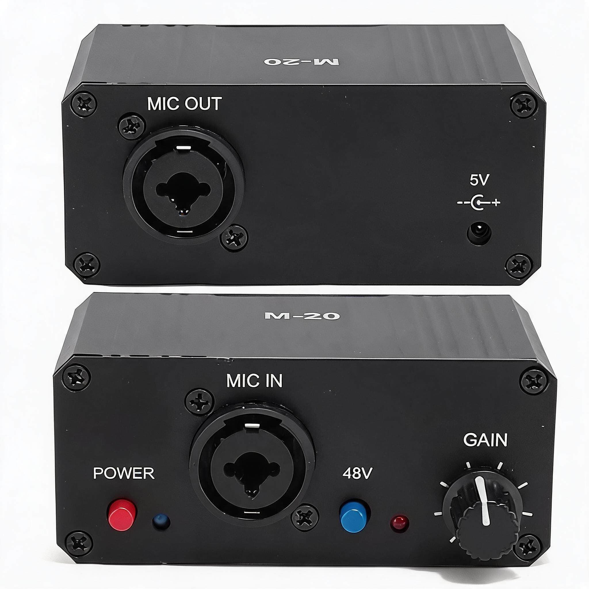 Mic Preamp, High Gain 48V Power XLR Output Mic Preamplifier, Microphone Preamp for Dynamic and Condenser Microphones Booster