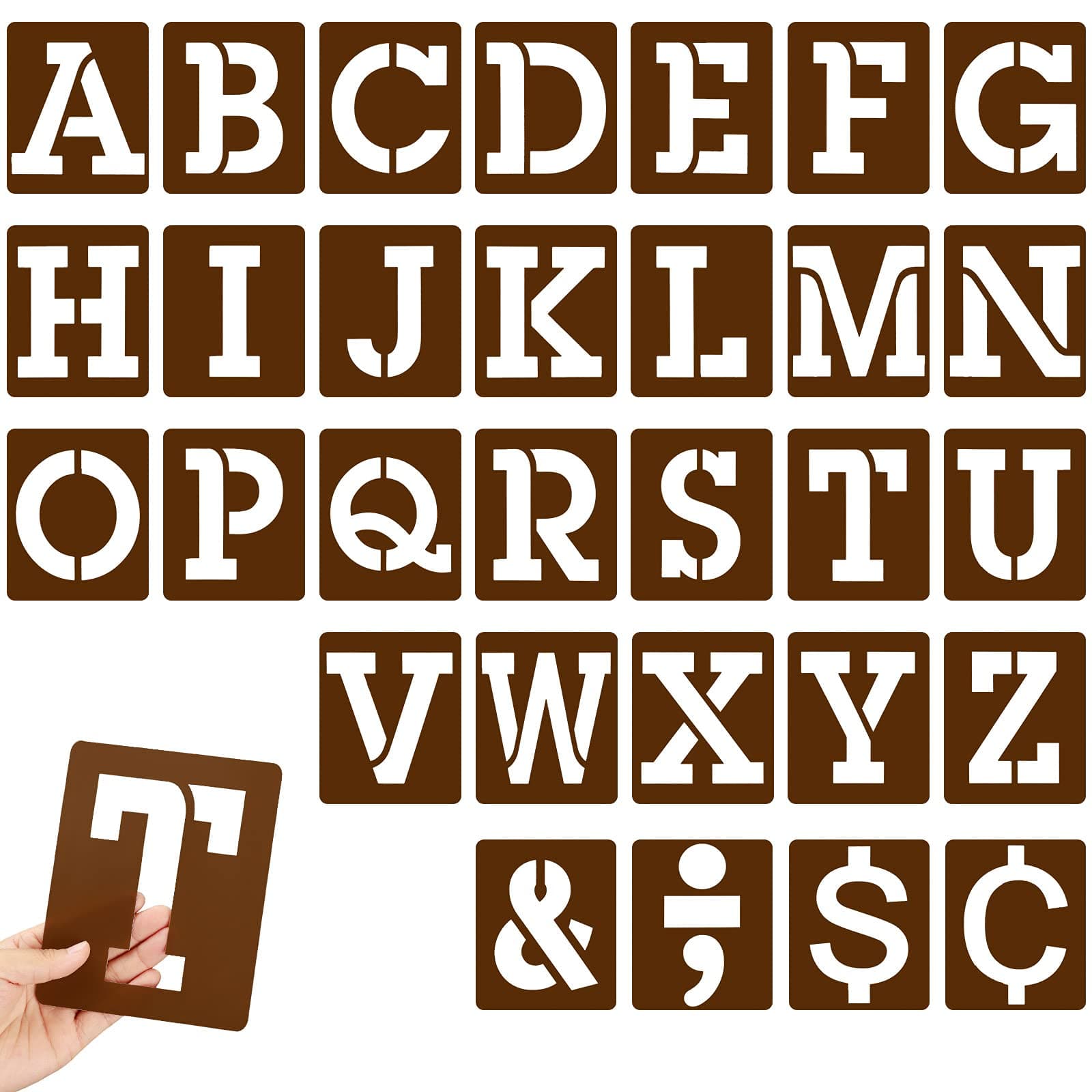 30 Pieces Large Letter Symbol Stencils Plastic Letter Template Alphabet Painting Stencils for Crafts DIY Decoration Supplies, 5.9 x 4.7 Inch
