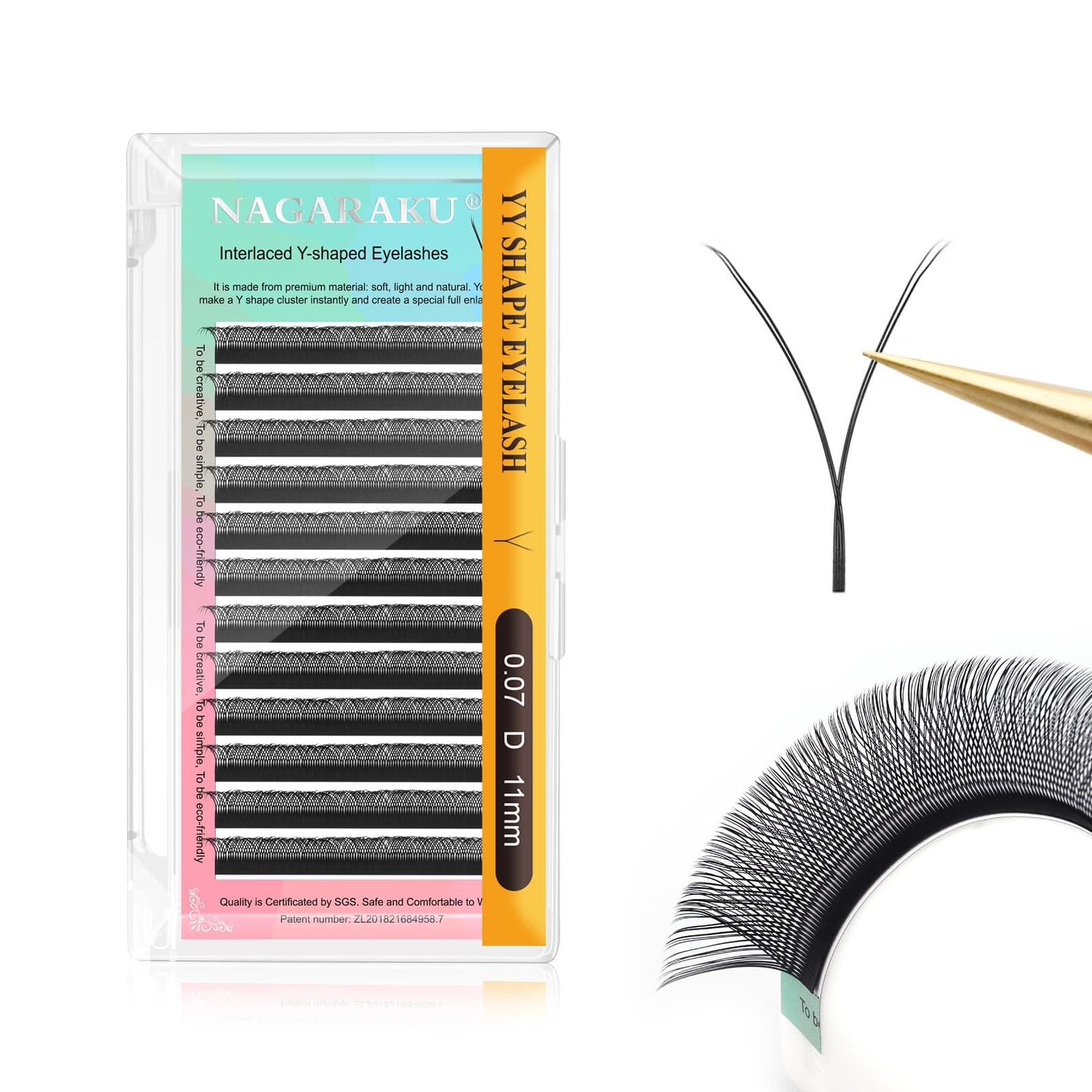 NAGARAKU yy Eyelash Extensions Supplies y lash Premade Fans 4D Russian Volume Y Shape Matte 12 rows Cluster pre Fanned Wispies Crisscross Eye Lashes (11mm, 0.07 D)
