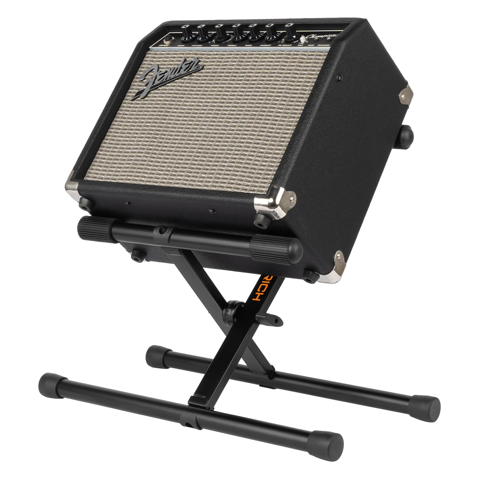STRICH Folding Guitar Amplifier Stand, Middle Profile, X-Amp, Fully Collapsible, Black