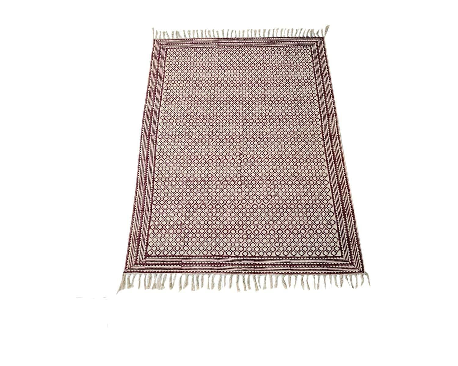 Trance Home Linen Cotton Printed Dhurrie Rugs for Living Room | Carpet Rug Runner | Floor Mat for Bedroom Kitchen