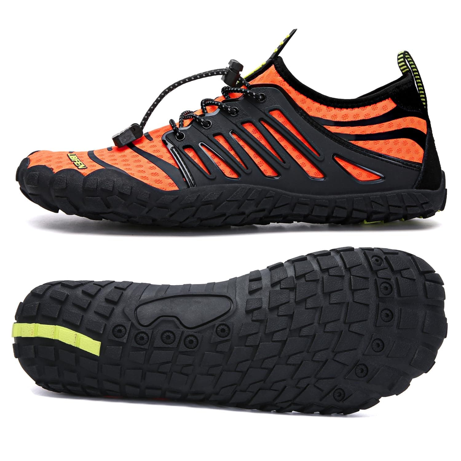 UBFEN Water Shoes for Men Women Quick Dry Swim Aqua Socks, Orange, 10 Women/8.5 Men