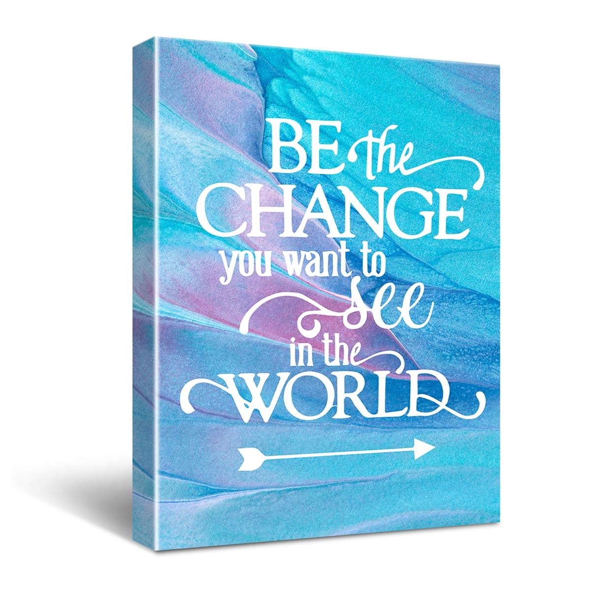 Hijie “Be The Change You Want To See In The World” Inspirational Quote Canvas Art, Quote Print for Kids, Girls, Women, Nursery, Bedroom, Office, Teen Room Decor, Size 12x16