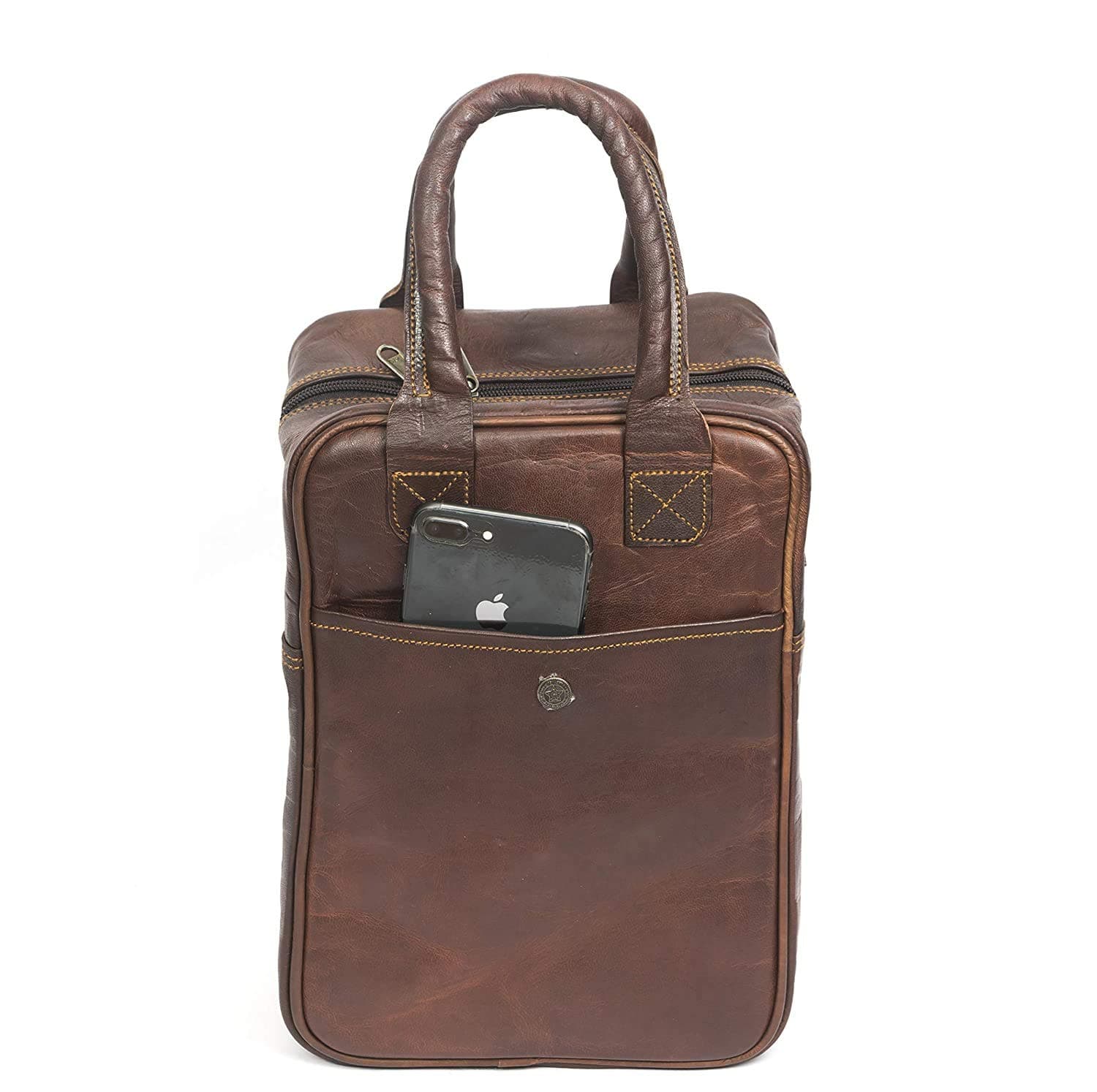 pranjals house Stylish Unisex Genuine Leather Lunch, Travel, Utility Bag for Boys, Girls, Office - Vintage Brown
