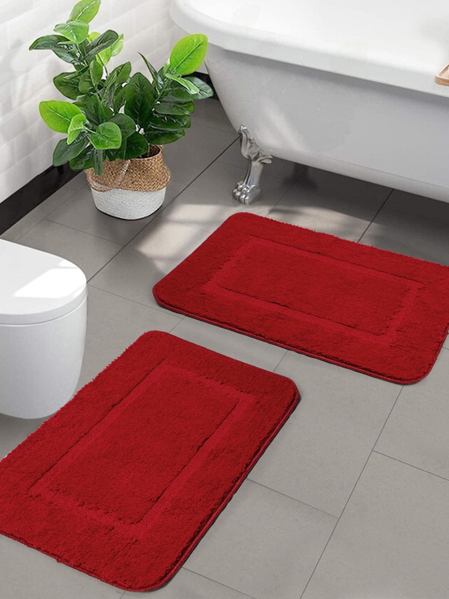 SARAL Home Microfiber Rectangular Anti Slip Bathmats|Soft & Super Absorbent Mats|Washable, Non-Slip & Quick-Drying Mats for Home/Kitchen/Office/Livig Room|Pack of 1 (RED, 45X70CM)